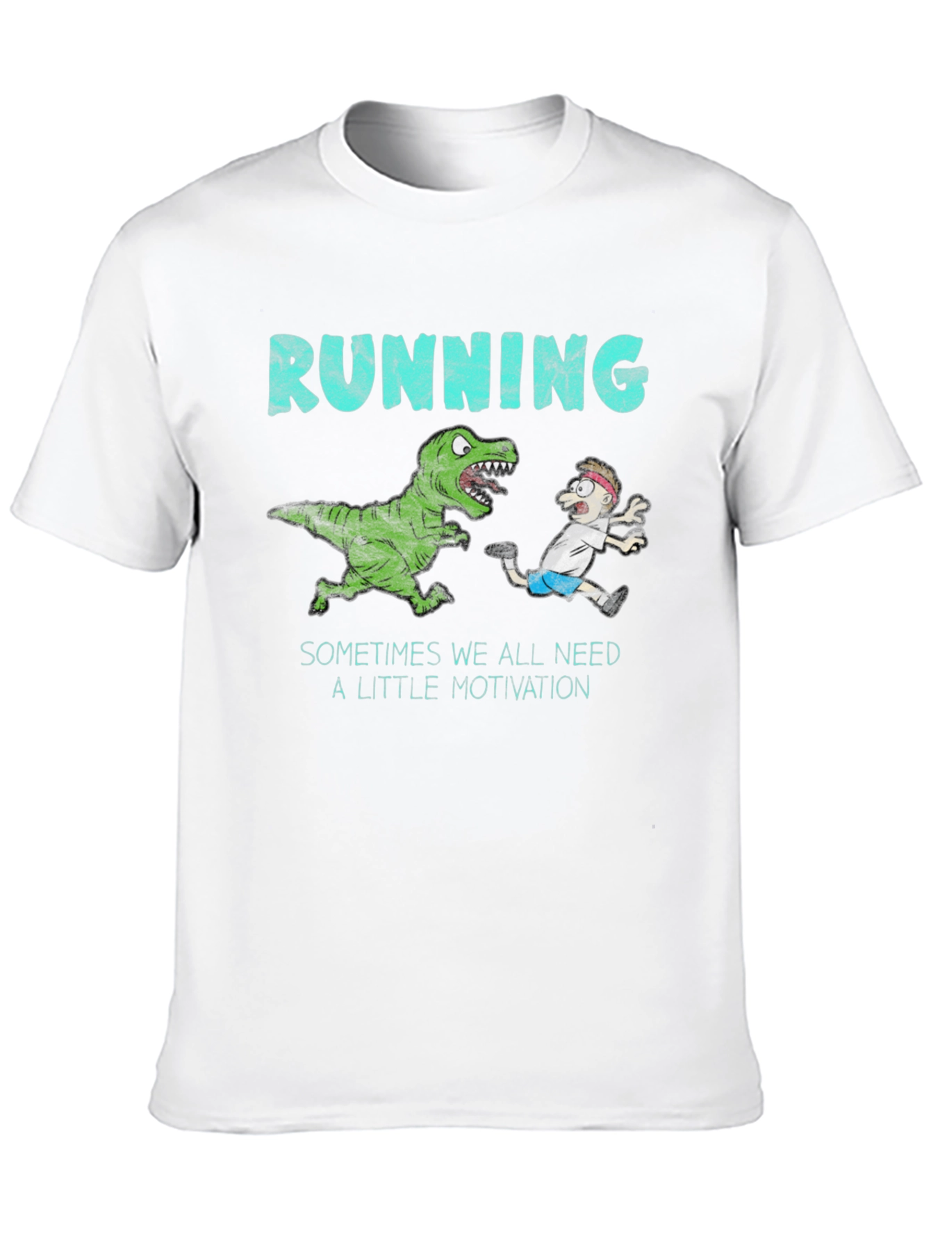 Running Motivation T-Shirt - Dinosaur Chasing Man