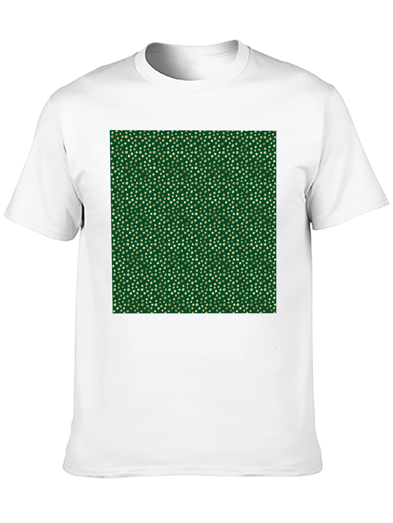 Stylish Black Tee with Unique Gold & Green Pattern