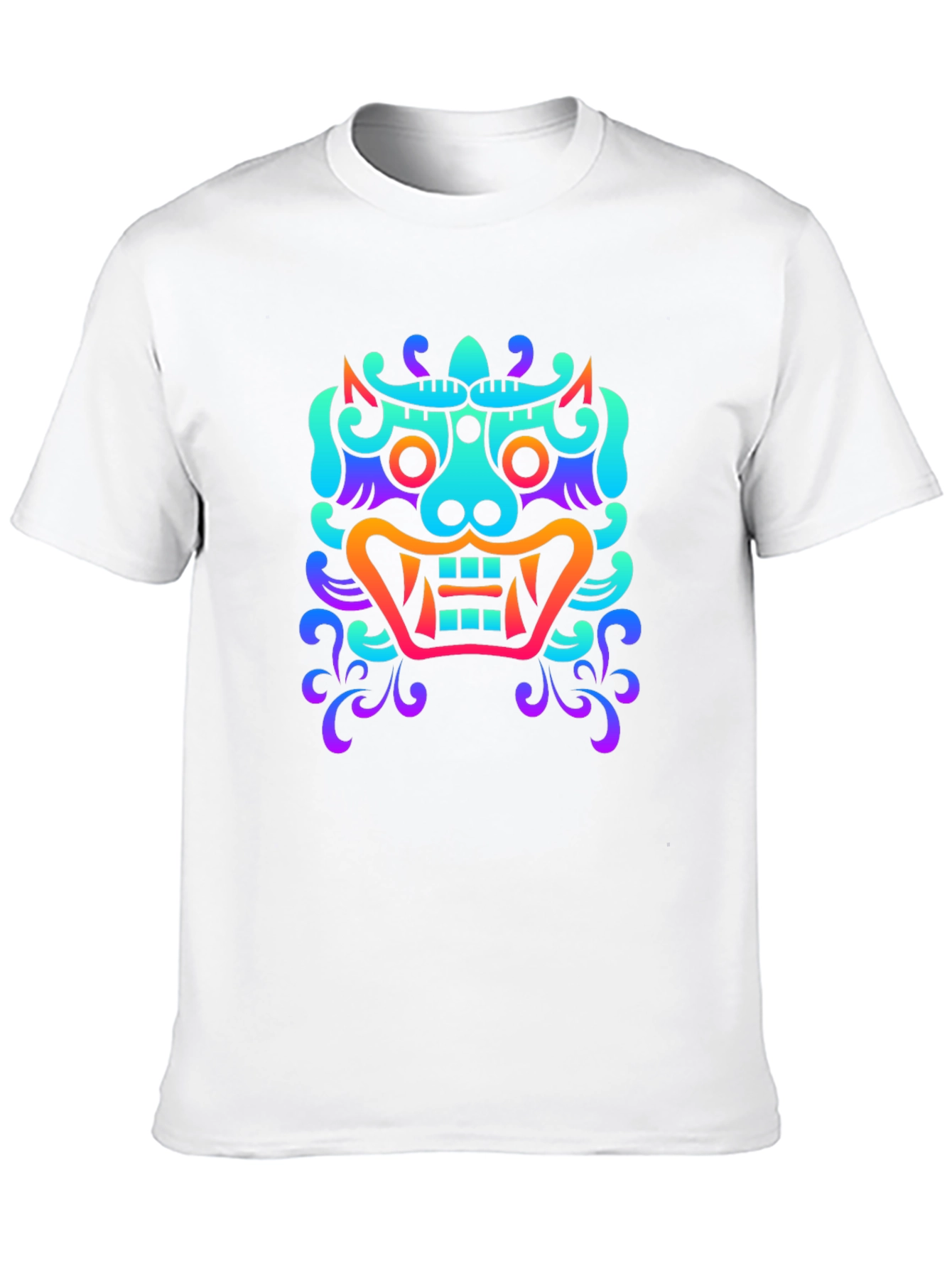 Vibrant Oni Mask Graphic Tee - Soft Black Cotton