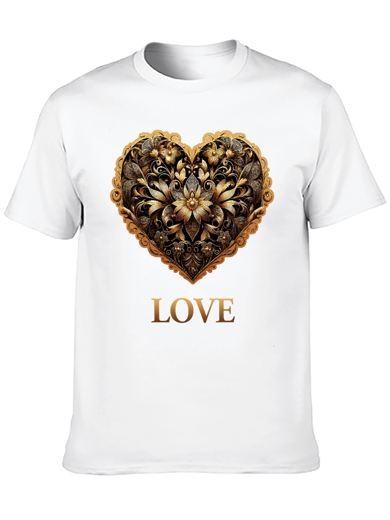 Golden Heart Love Tee - Stylish Graphic T-Shirt