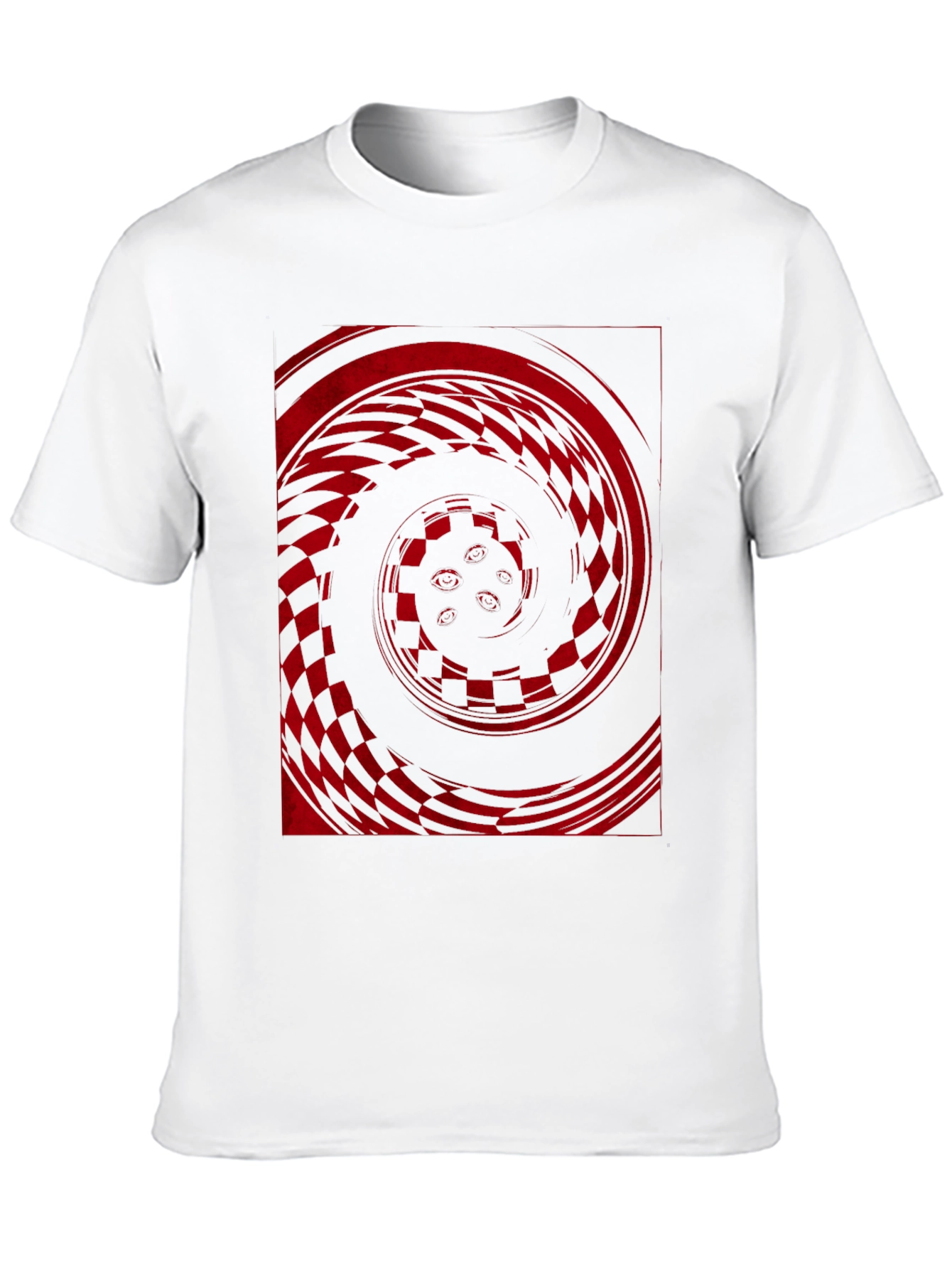 Red Vortex Graphic Print Black Tee