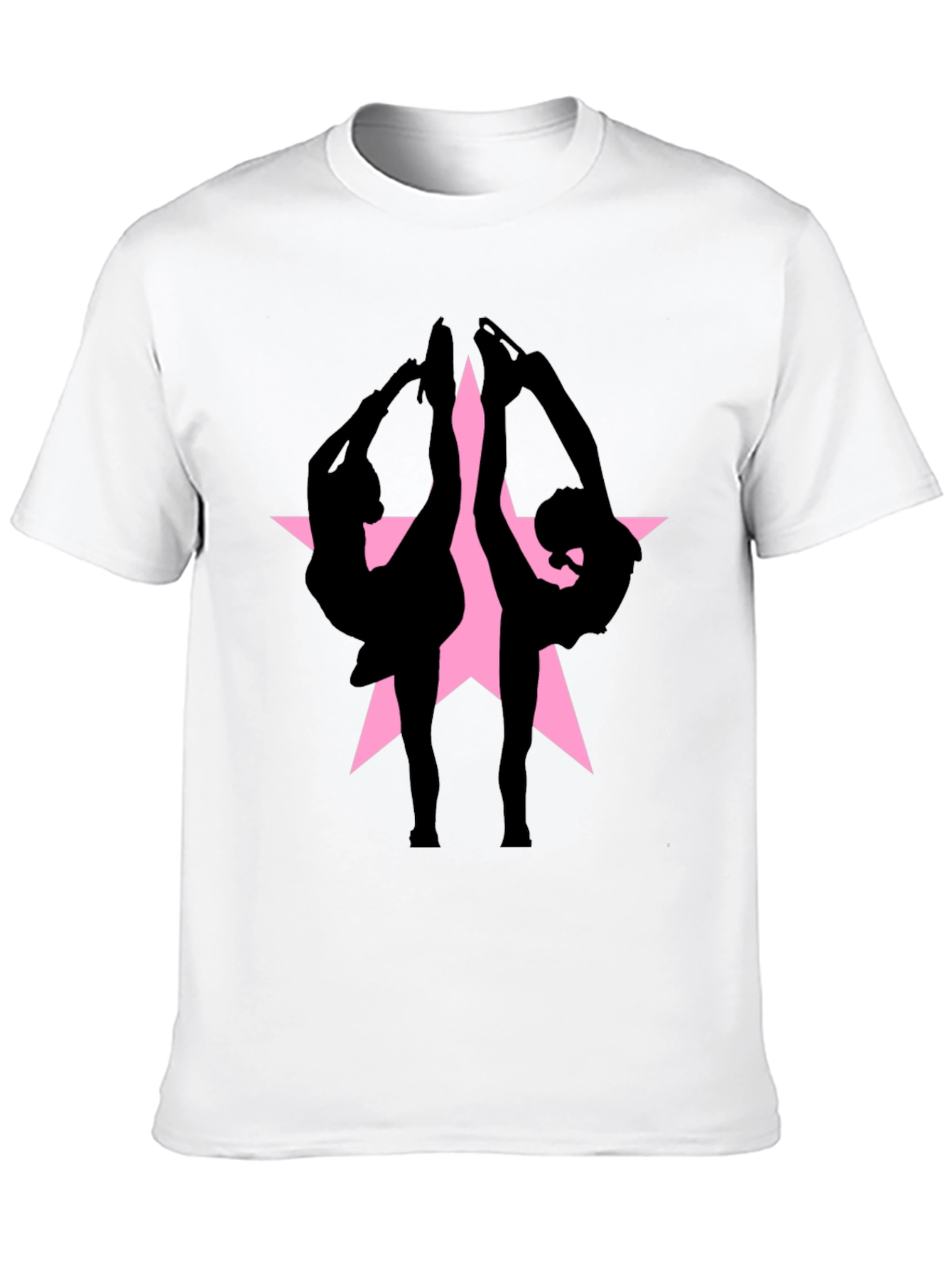 Figure Skating Silhouette Star Graphic Tee - Black