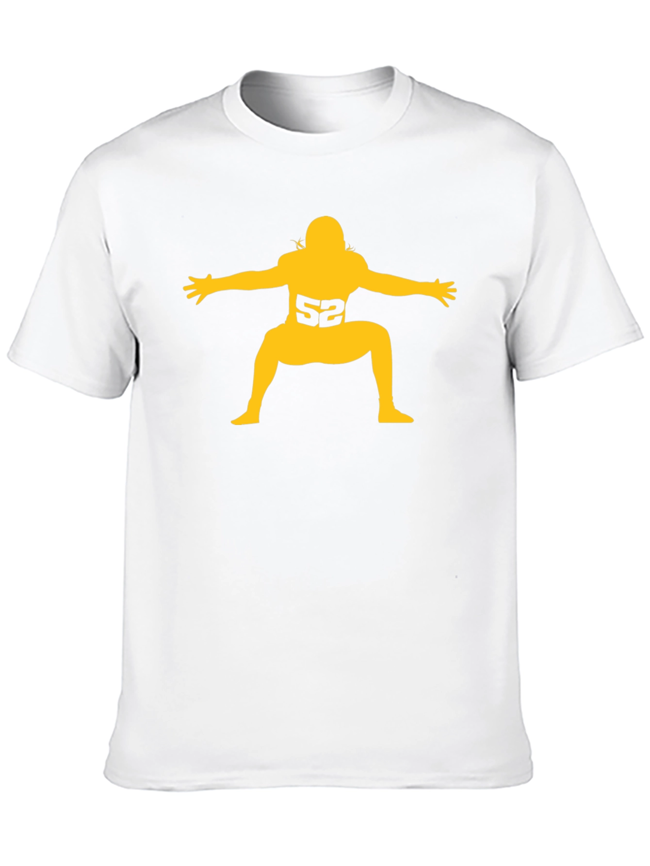 Football Player #52 Graphic Tee - Black Cotton T-Shirt