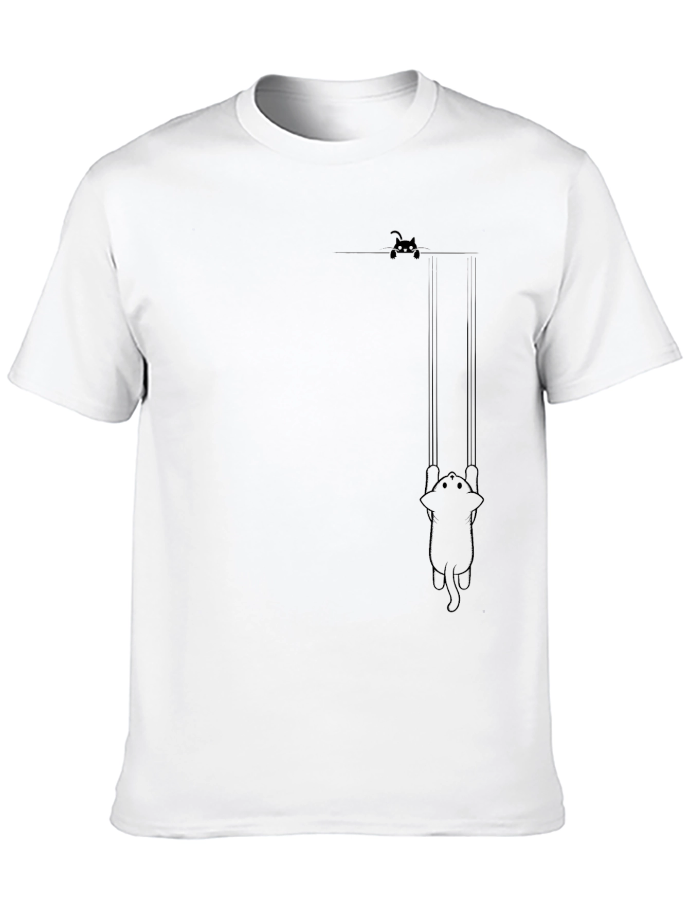 Hanging Cat Graphic Tee - Black