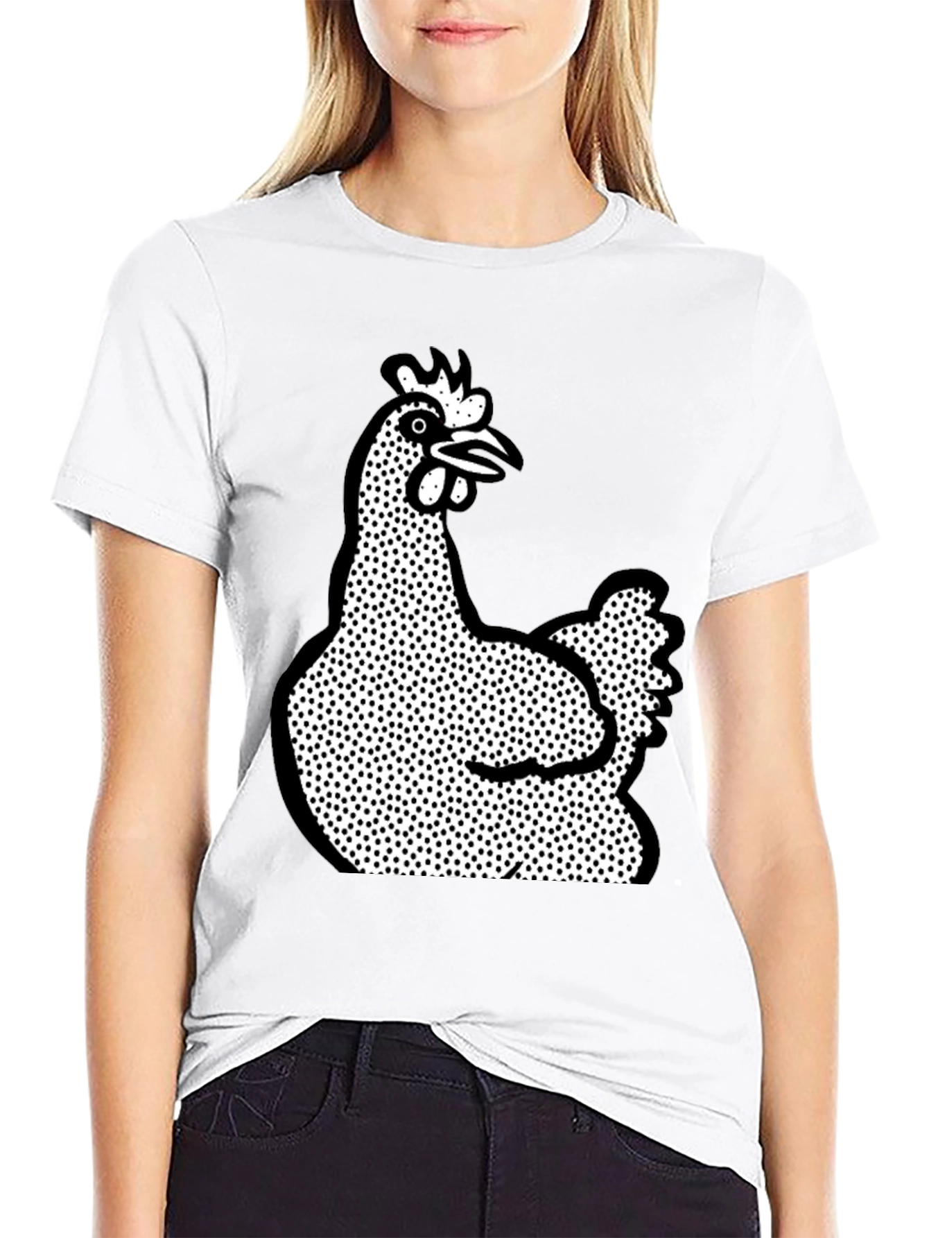Quirky Chicken Graphic T-Shirt - Black