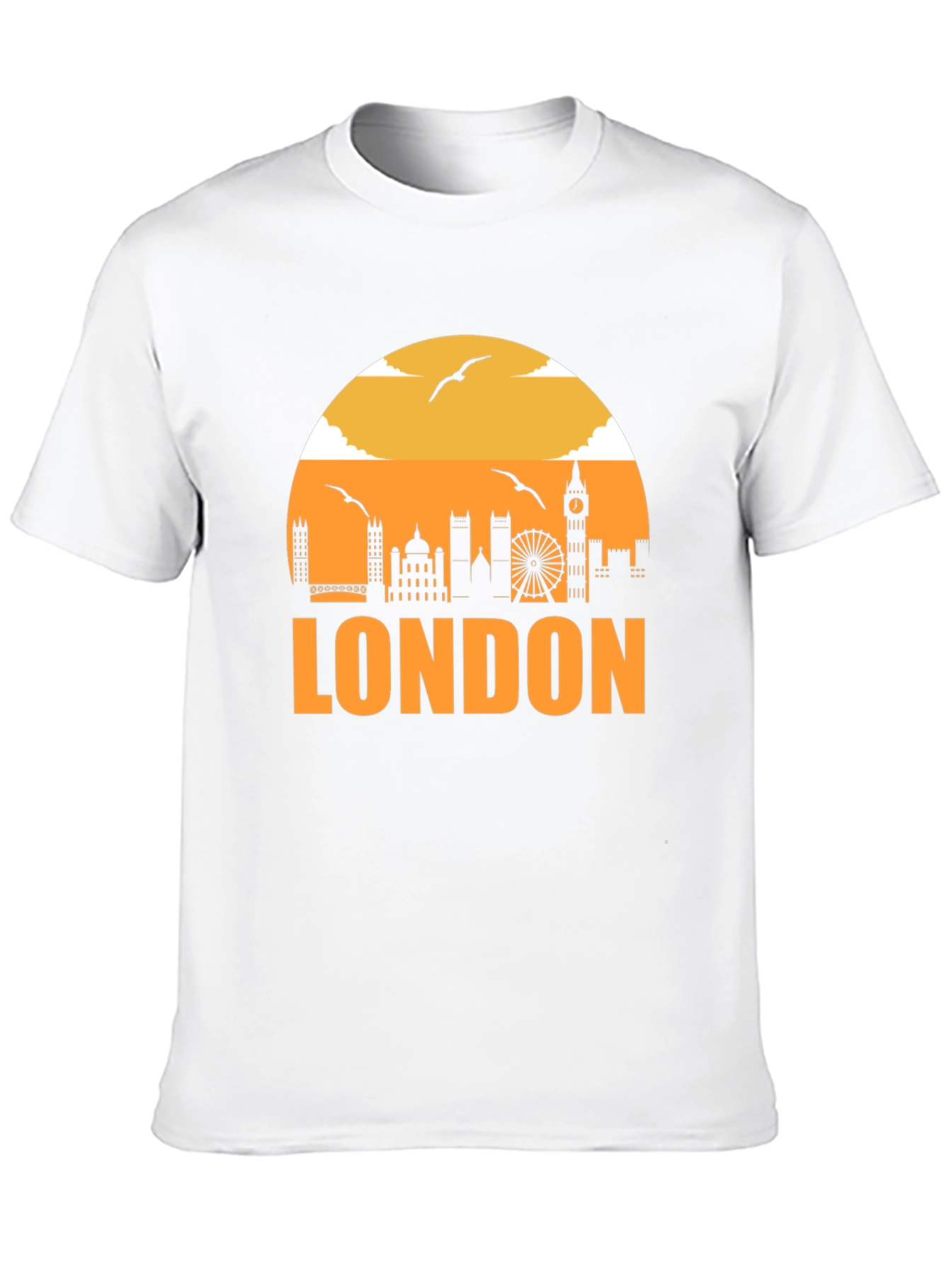 London Skyline Graphic Tee - Black Cotton T-Shirt