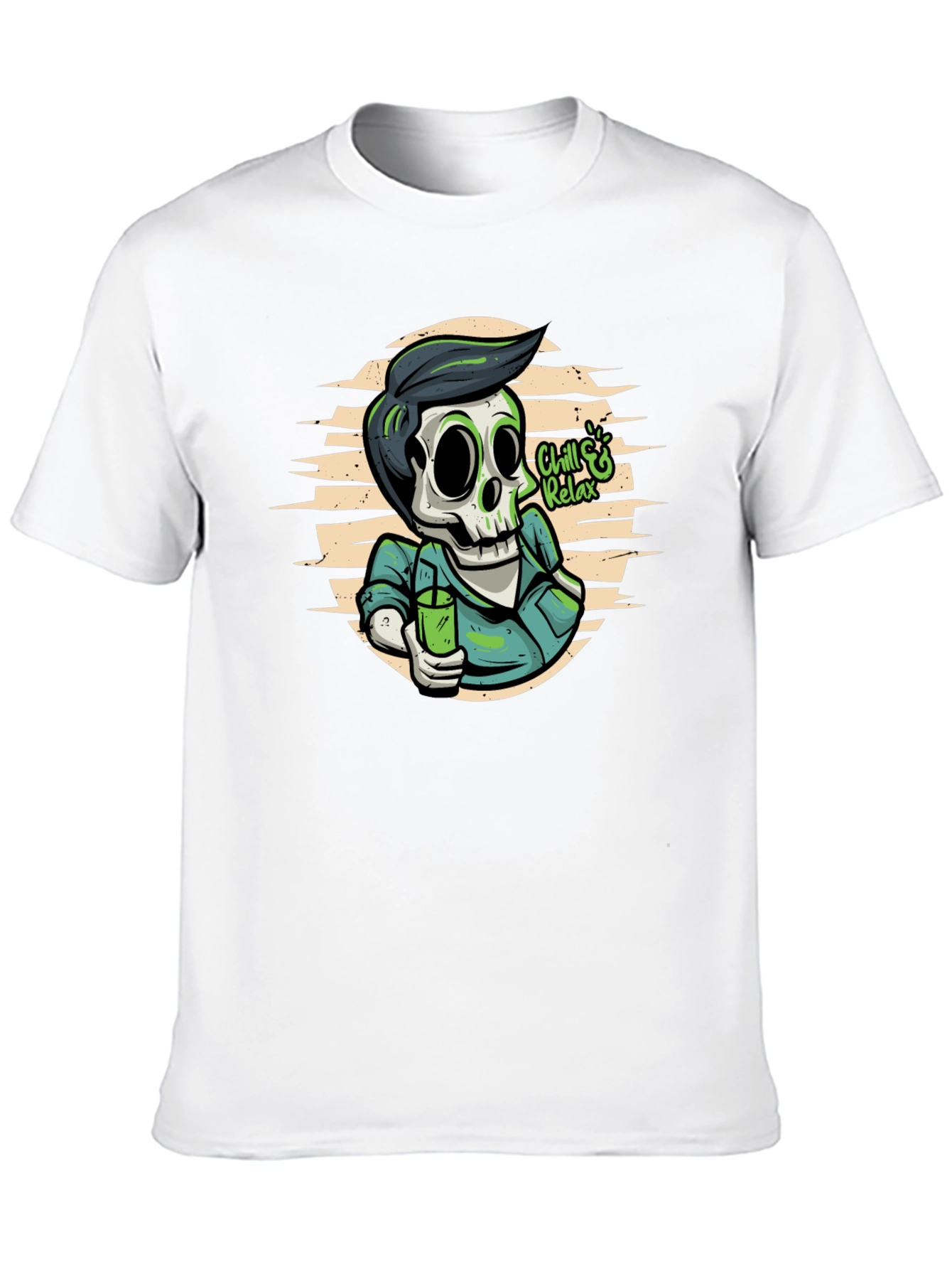 Chill & Relax Skeleton Graphic Tee - Black