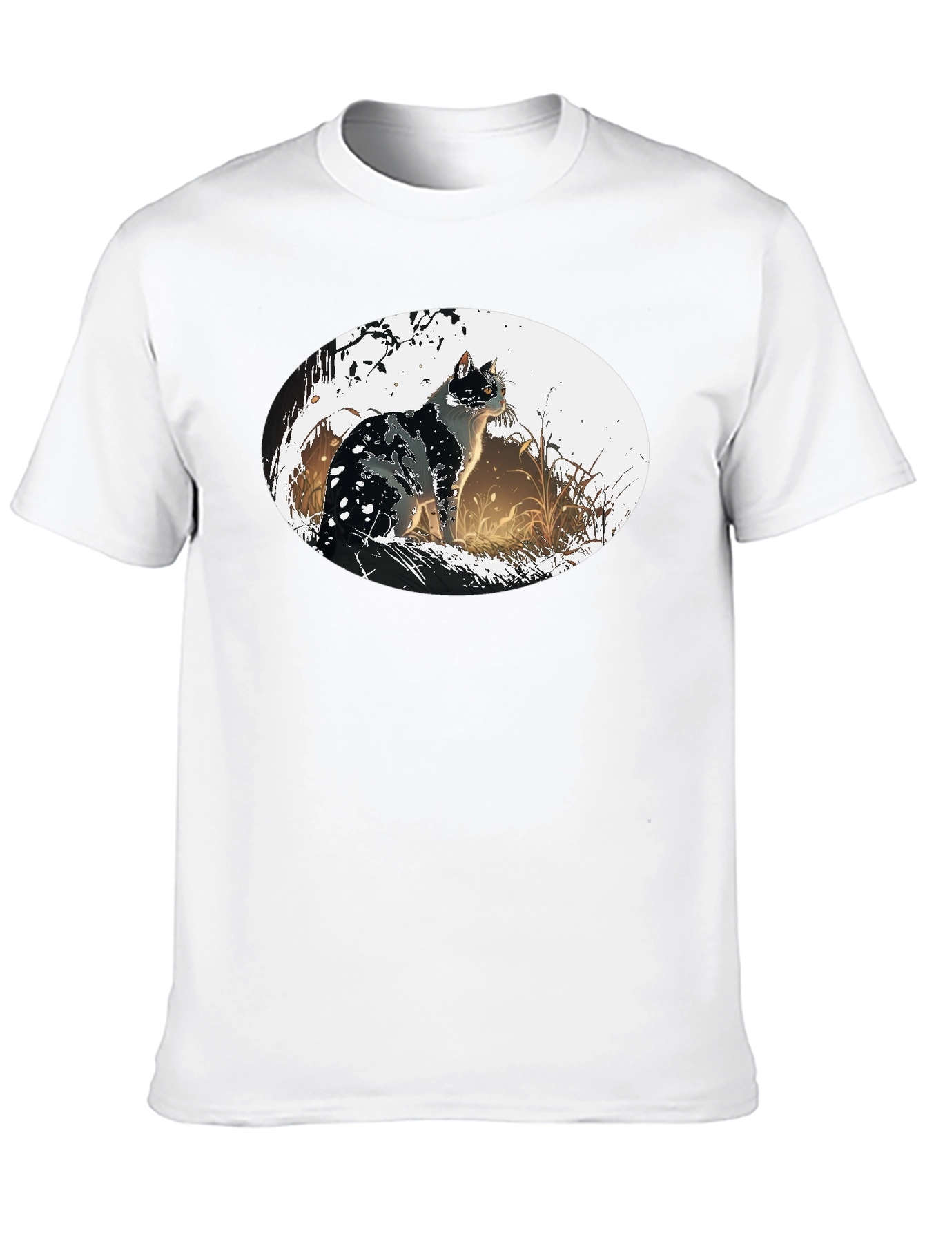 Black Cat Graphic Tee - Artistic Design