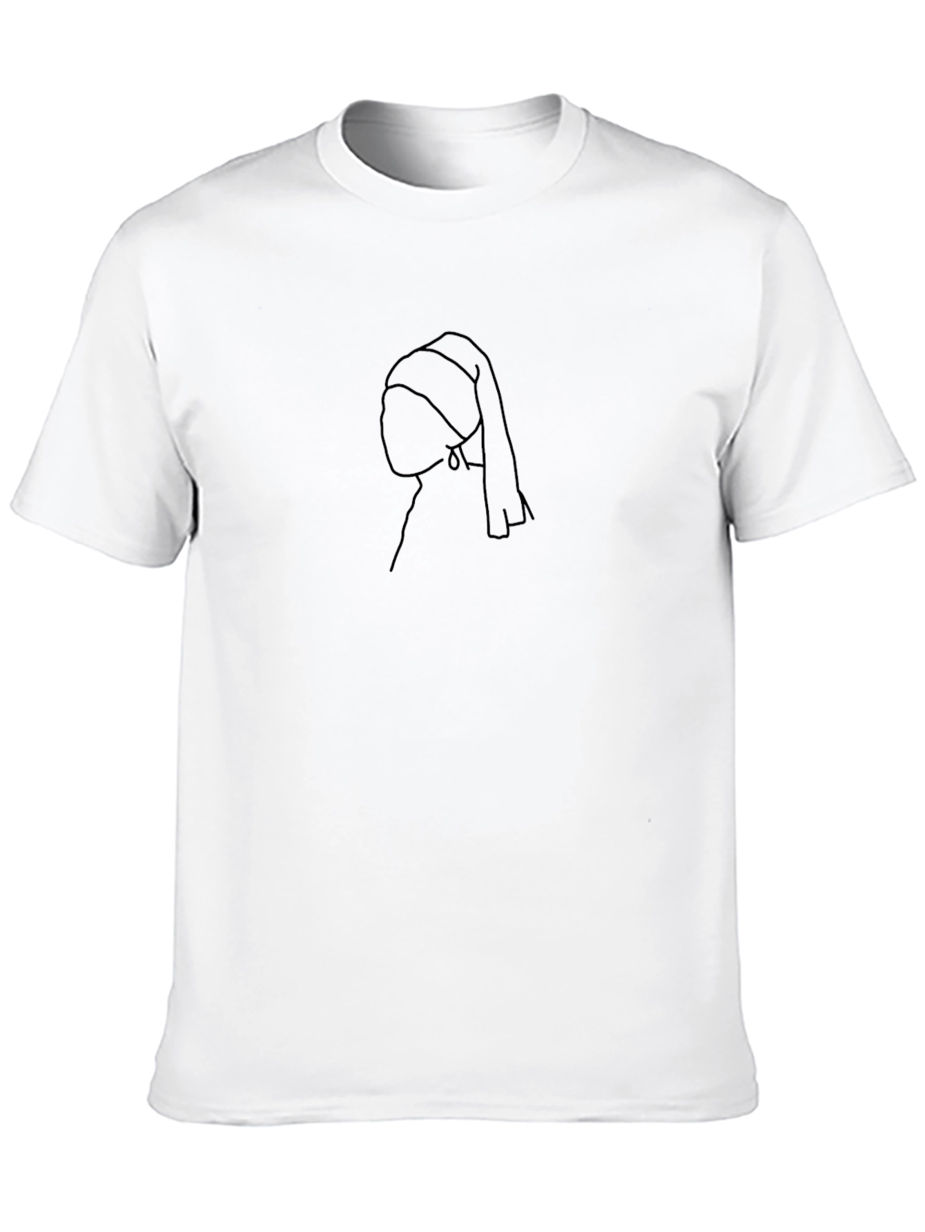 Minimalist Pearl Earring Black T-Shirt