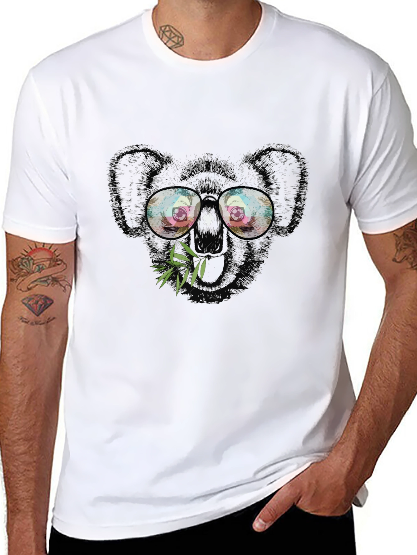 Cool Koala Graphic Tee - Black Cotton T-Shirt