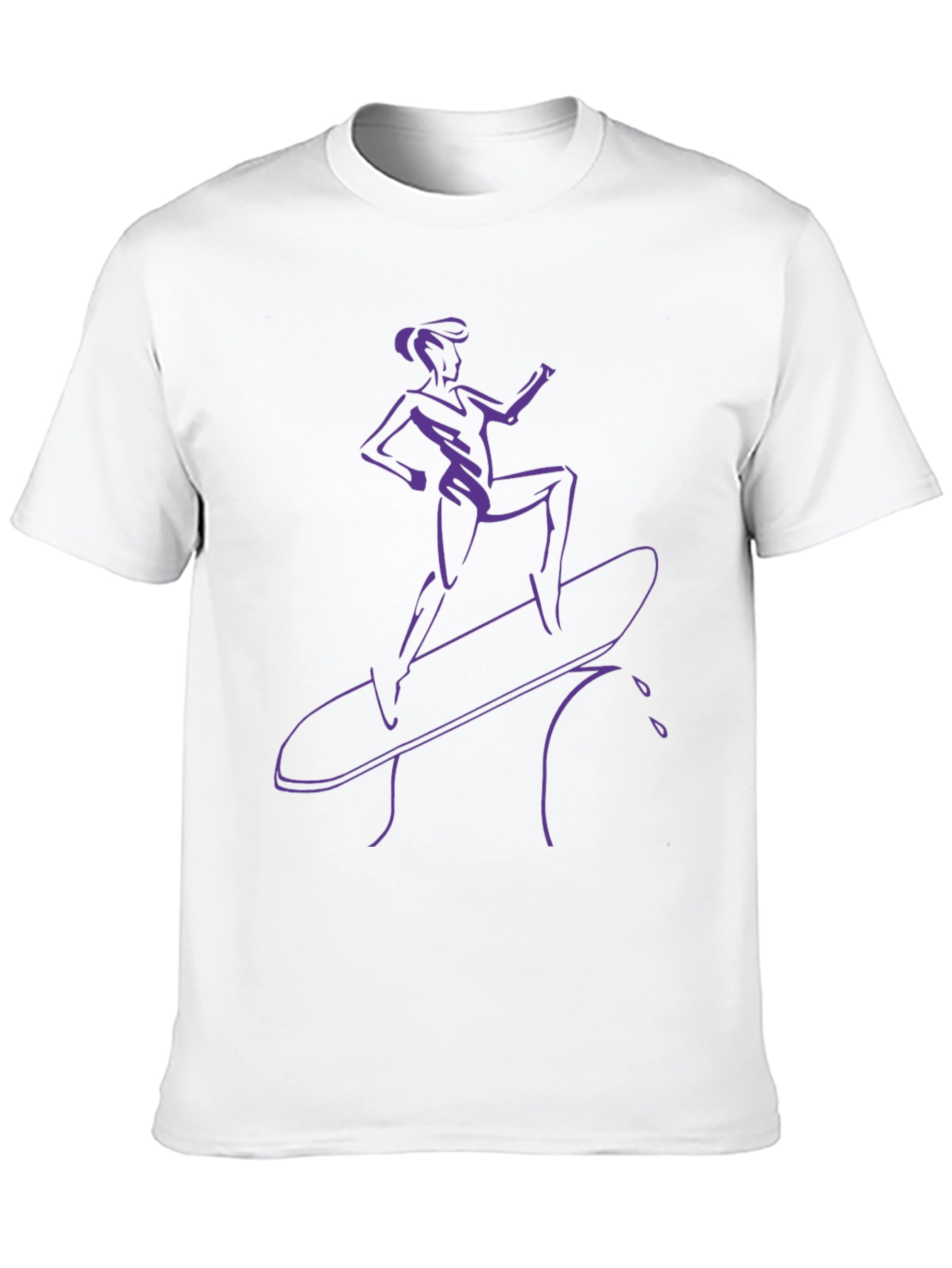 Surfer Girl Tee - Black T-Shirt with Purple Graphic