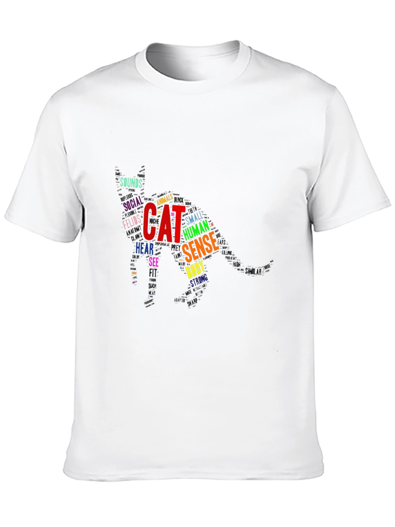 Cat Word Art Black T-Shirt Unique Design
