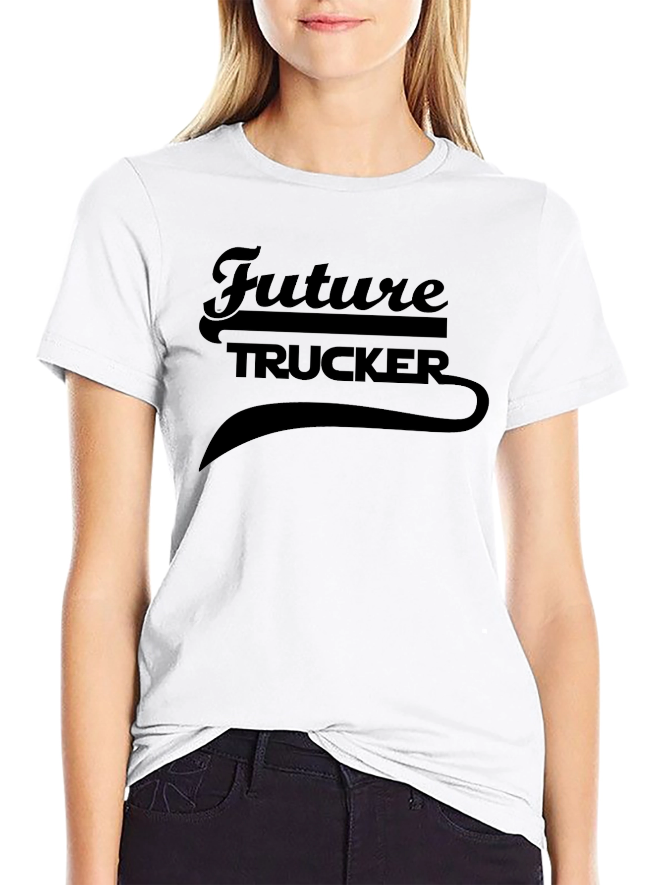 Future Trucker Graphic Tee - Black Cotton T-Shirt