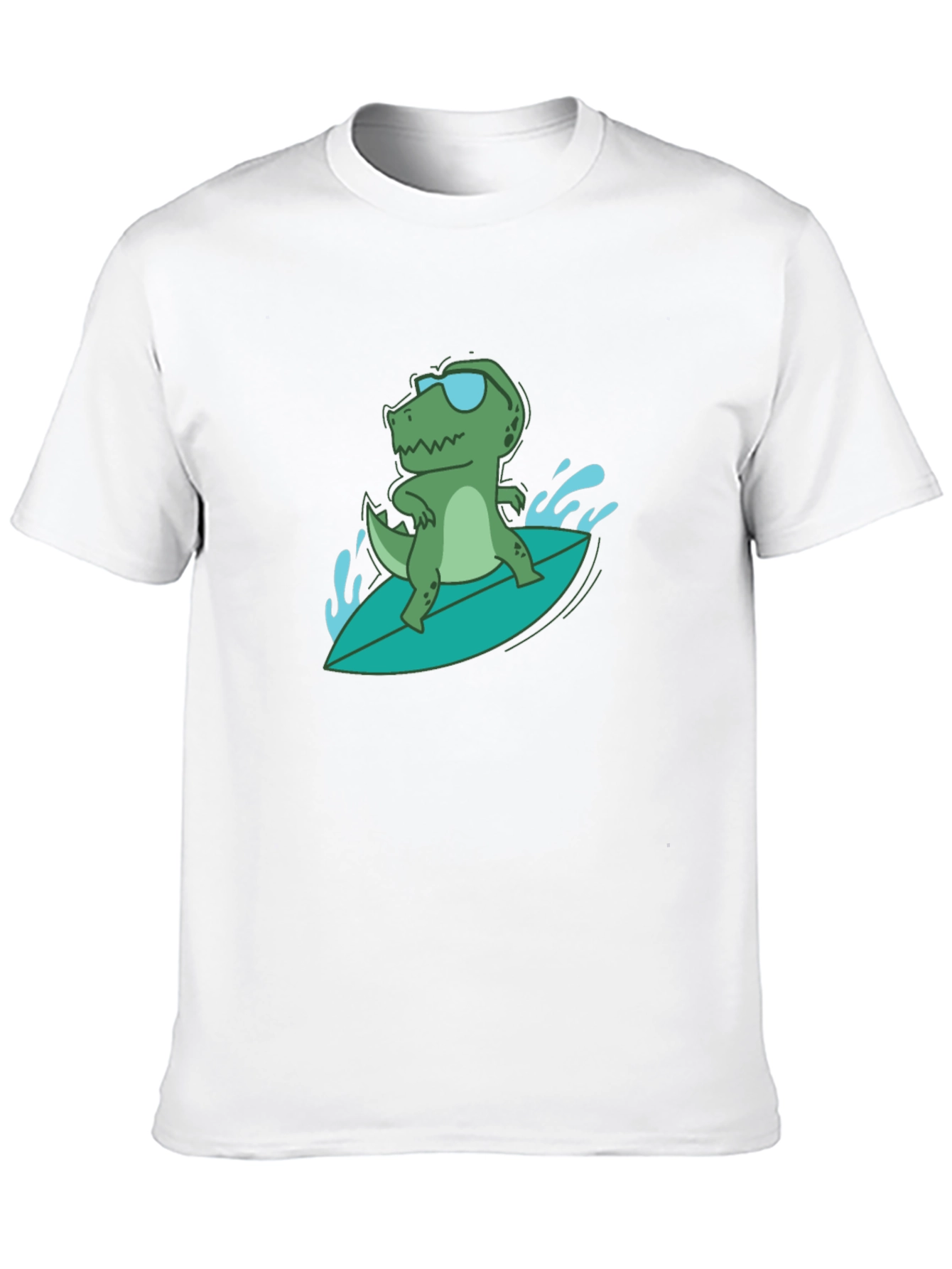 Surfing Dino Tee - Cool Reptile in Shades