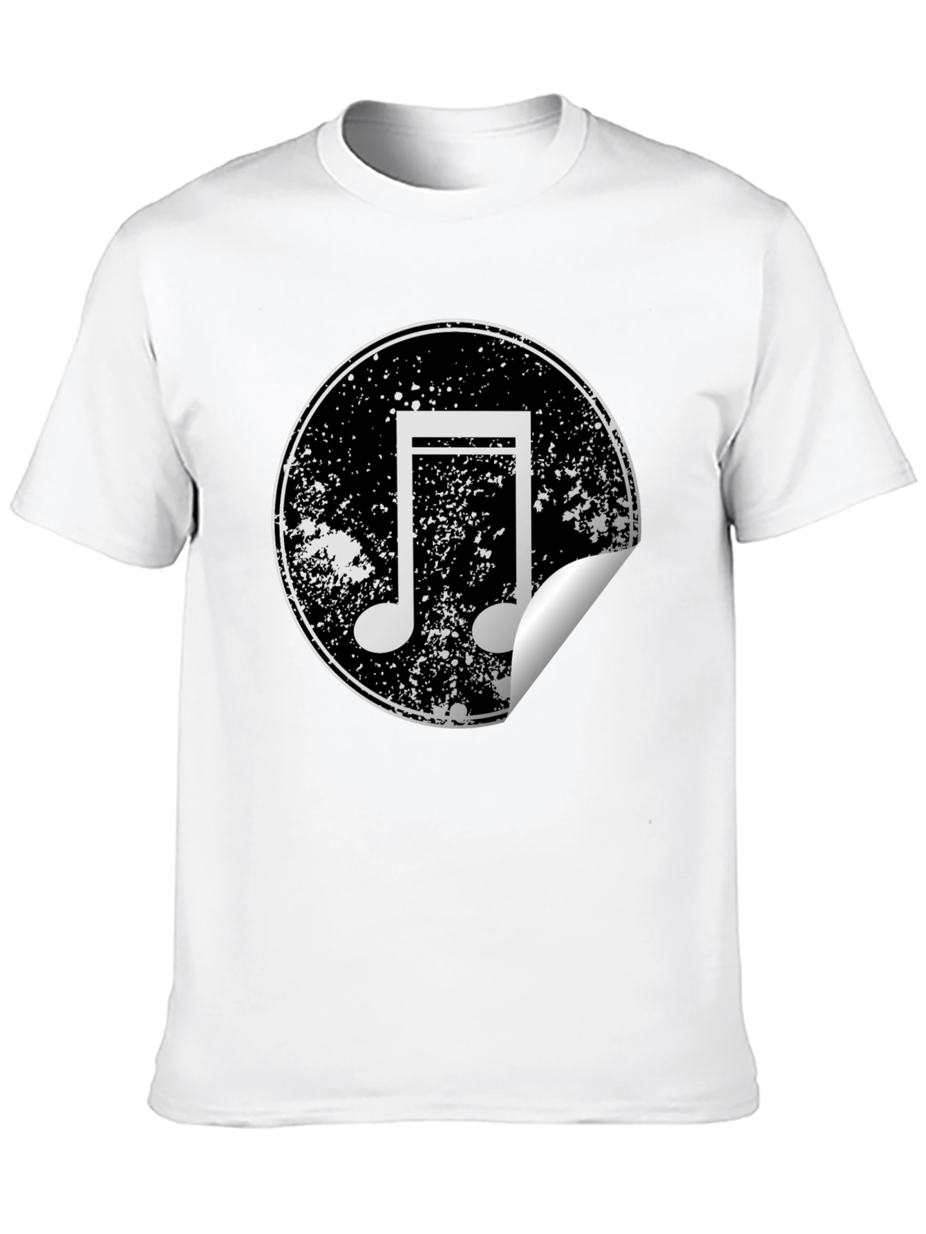 Musical Note Graphic Tee - Distressed Circle Design