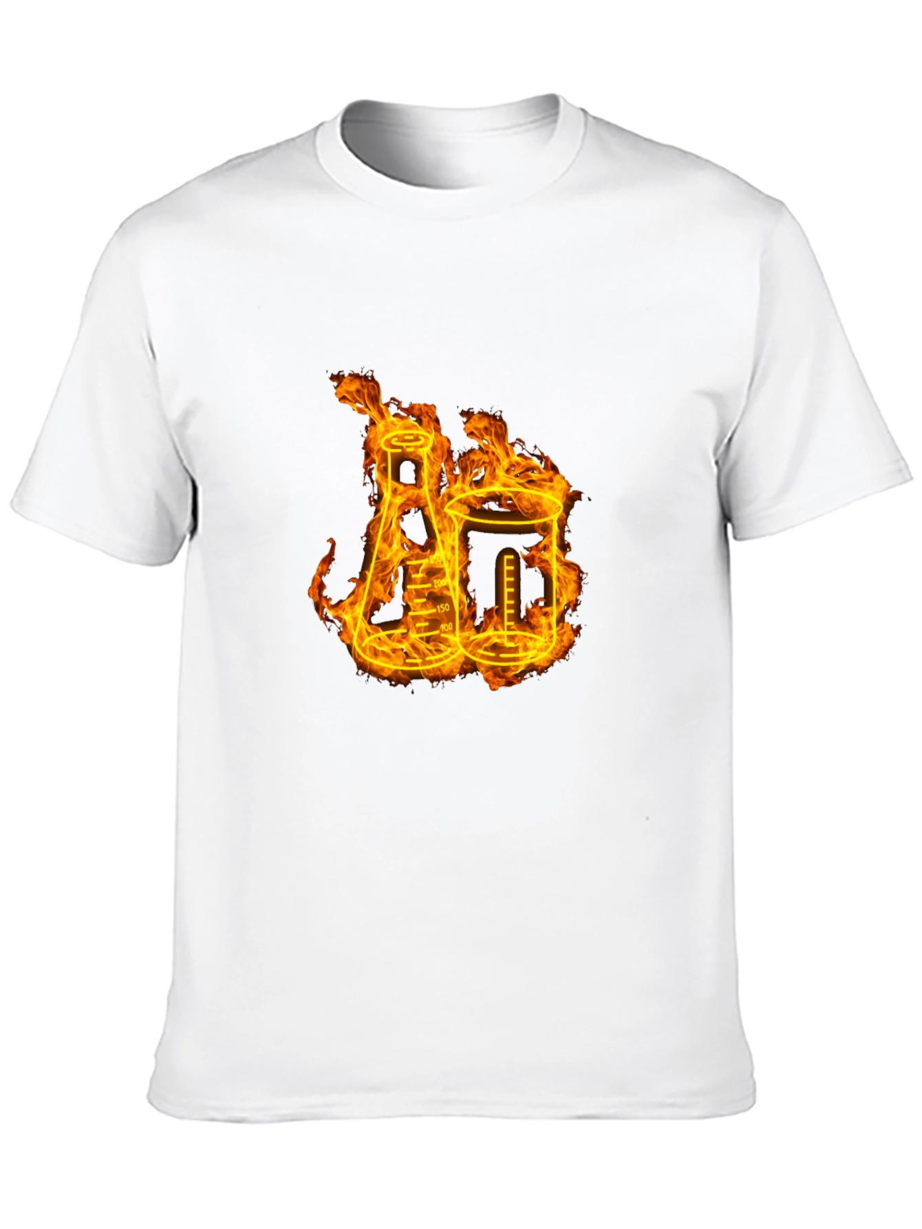 Flaming Chemistry Beaker Graphic T-Shirt
