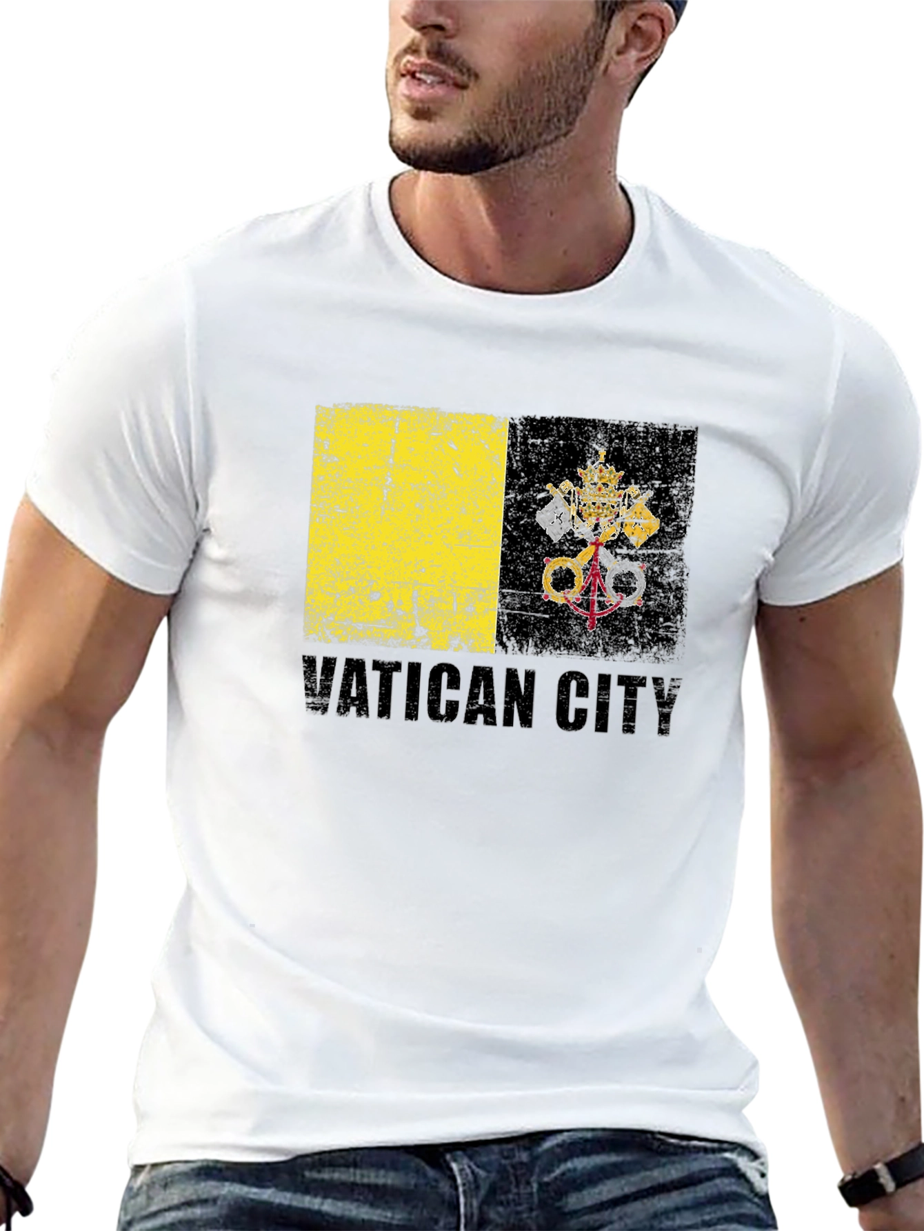 Vatican City Flag Graphic Tee - Black