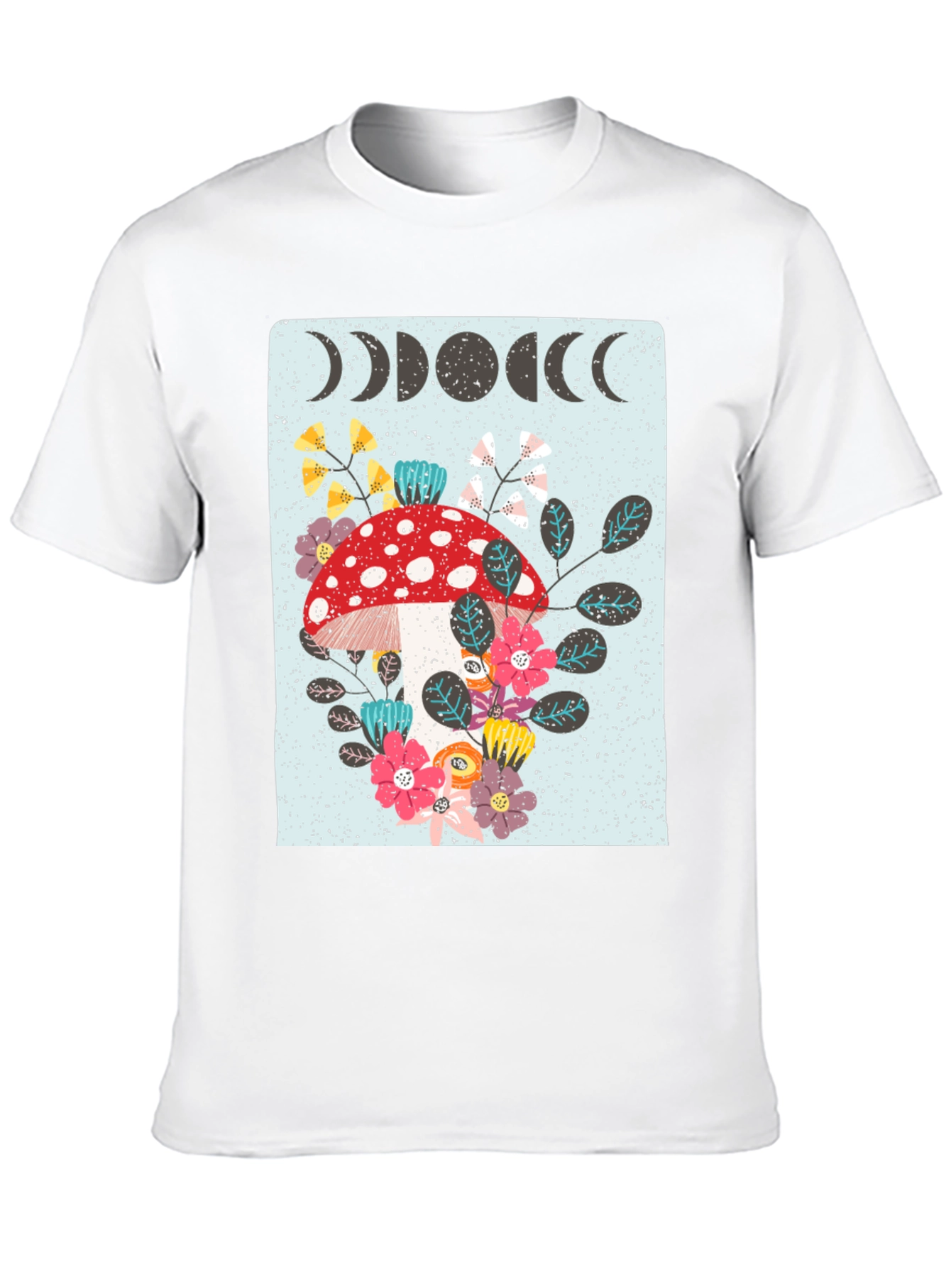 Mushroom Moon Phase Graphic Tee - Nature Lover Shirt