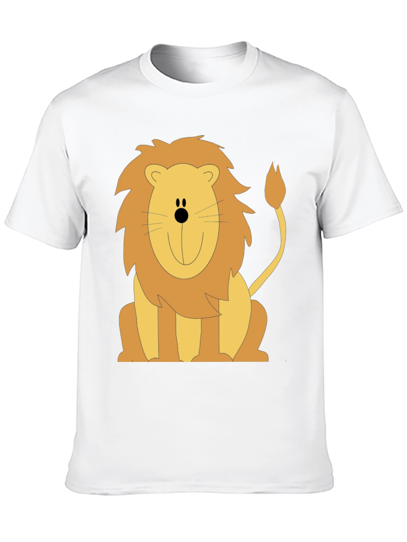Cartoon Lion Graphic T-Shirt - Black Cotton Tee