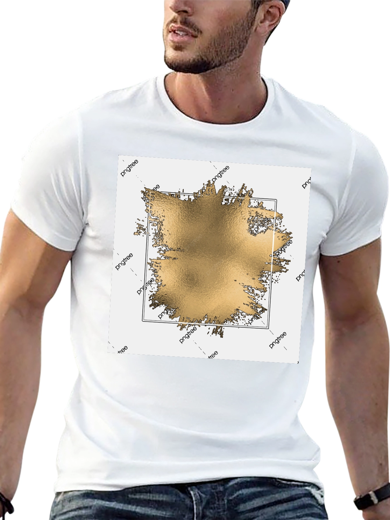 Modern Gold Graphic Black T-Shirt