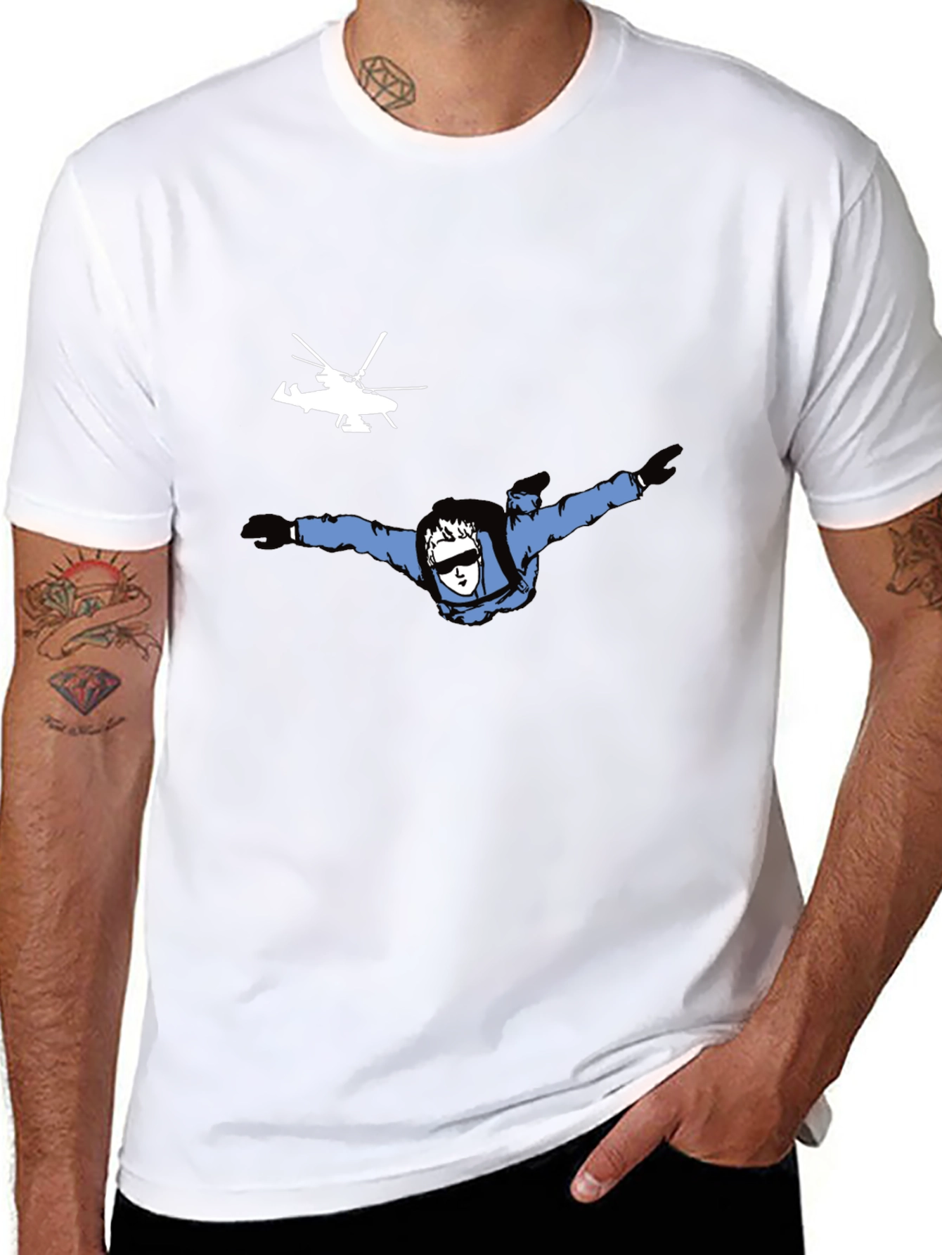 Skydiving T-Shirt - Black Tee with Skydiver Graphic