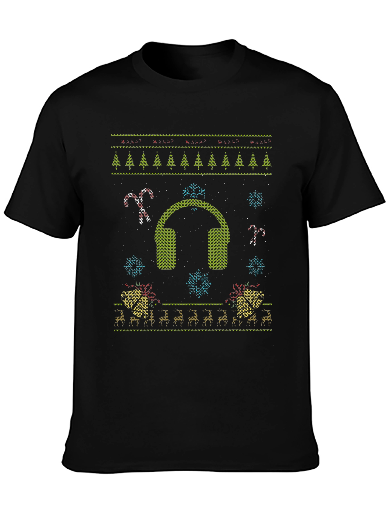 Ugly Christmas Sweater T-Shirt: Music Lover Holiday Tee