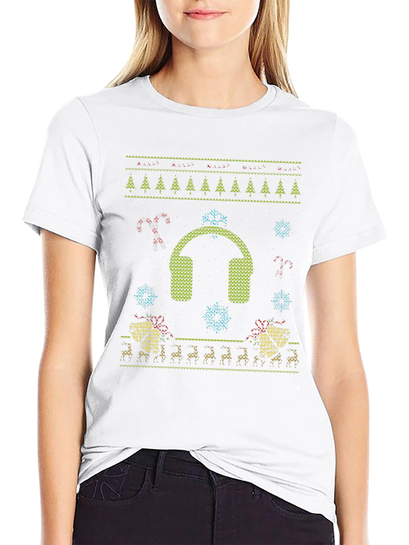 Ugly Christmas Sweater T-Shirt: Music Lover Holiday Tee
