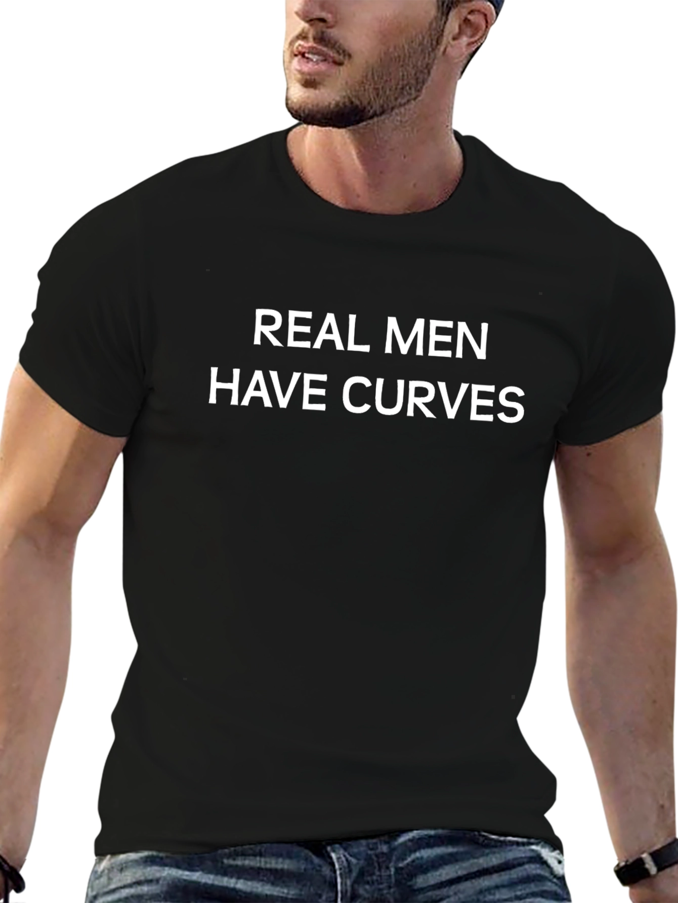 Real Men Have Curves Graphic Tee - Black