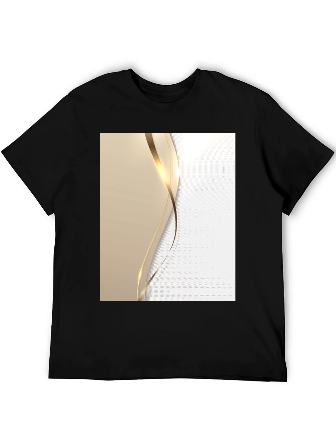 Elegant Black T-Shirt with Gold Wave Design