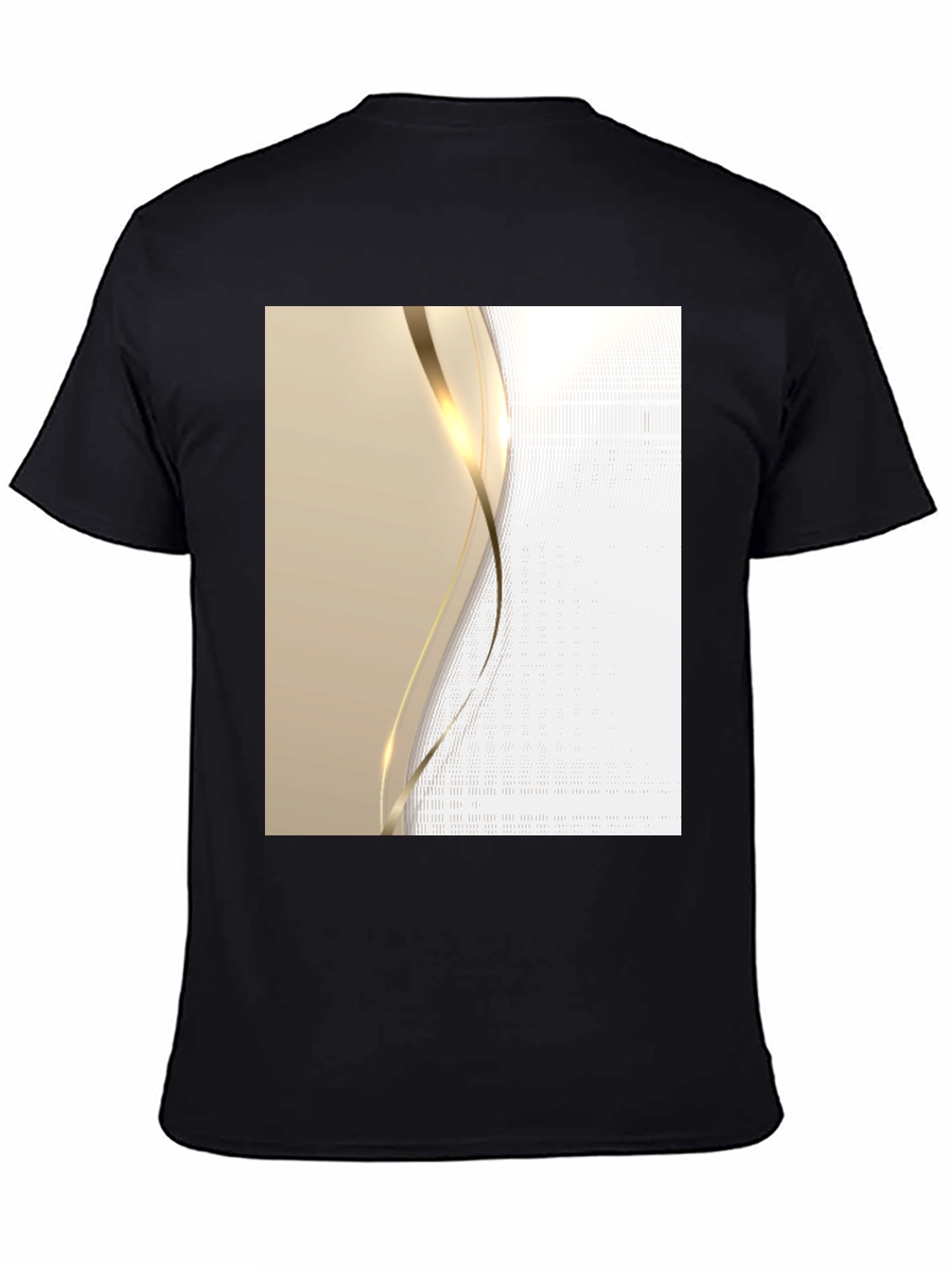 Elegant Black T-Shirt with Gold Wave Design