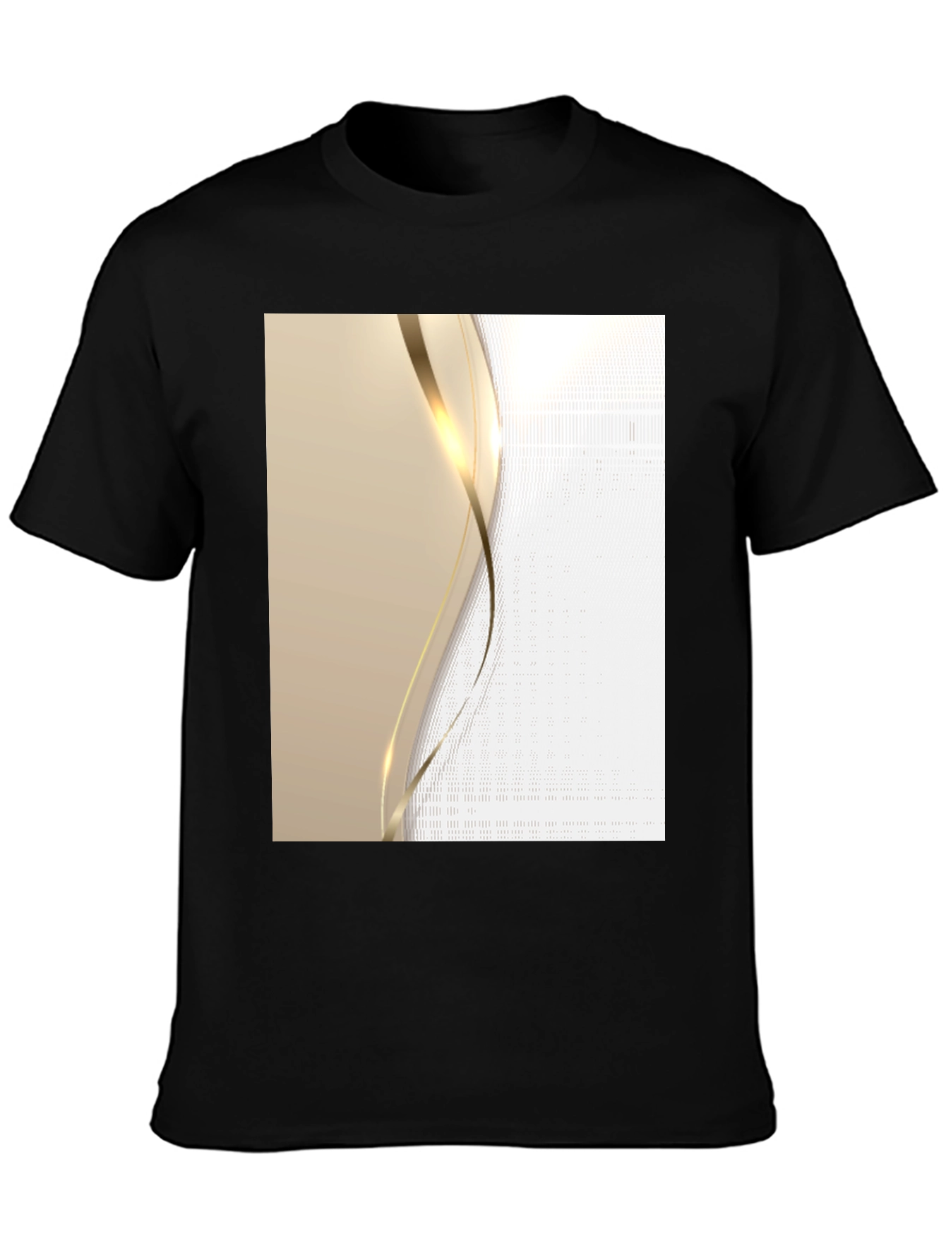 Elegant Black T-Shirt with Gold Wave Design