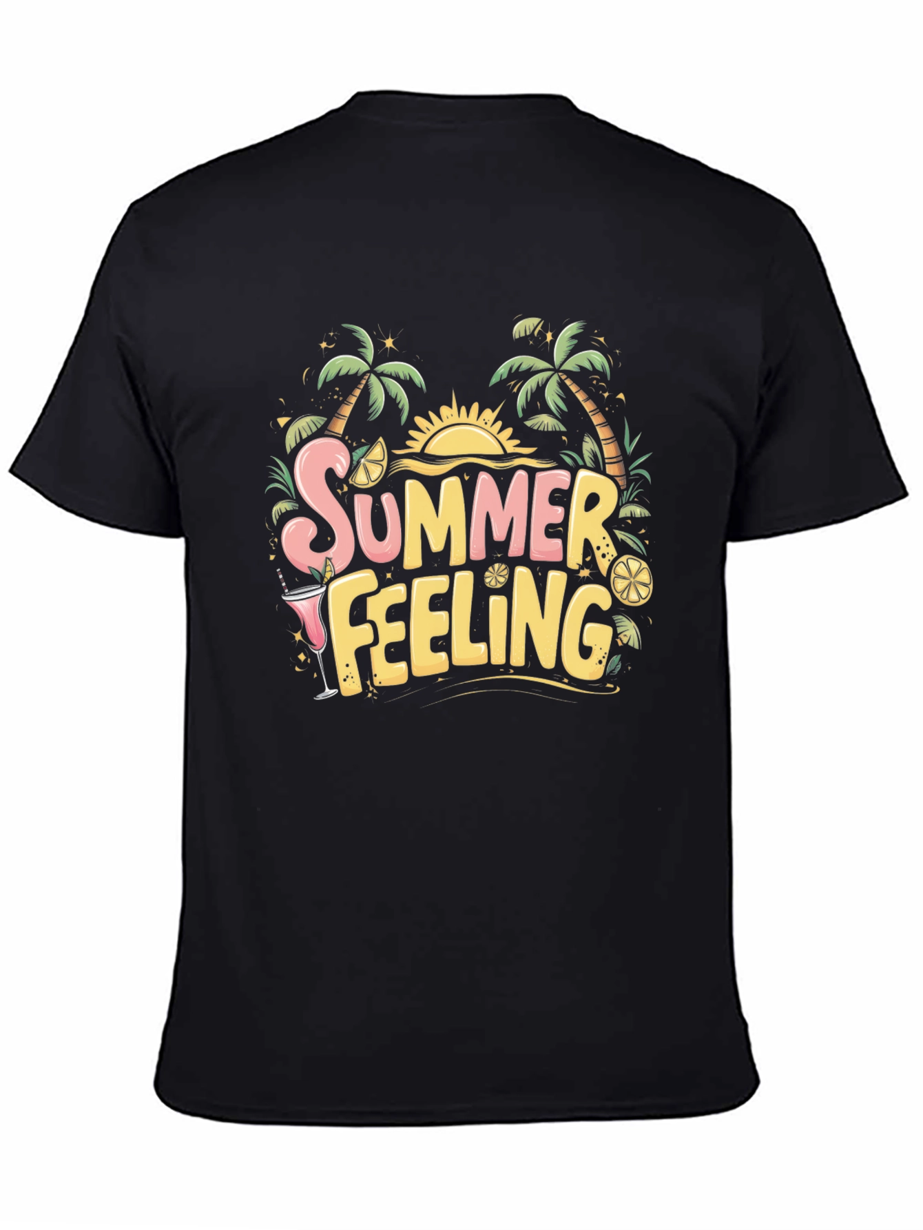 Summer Feeling Black Graphic Tee