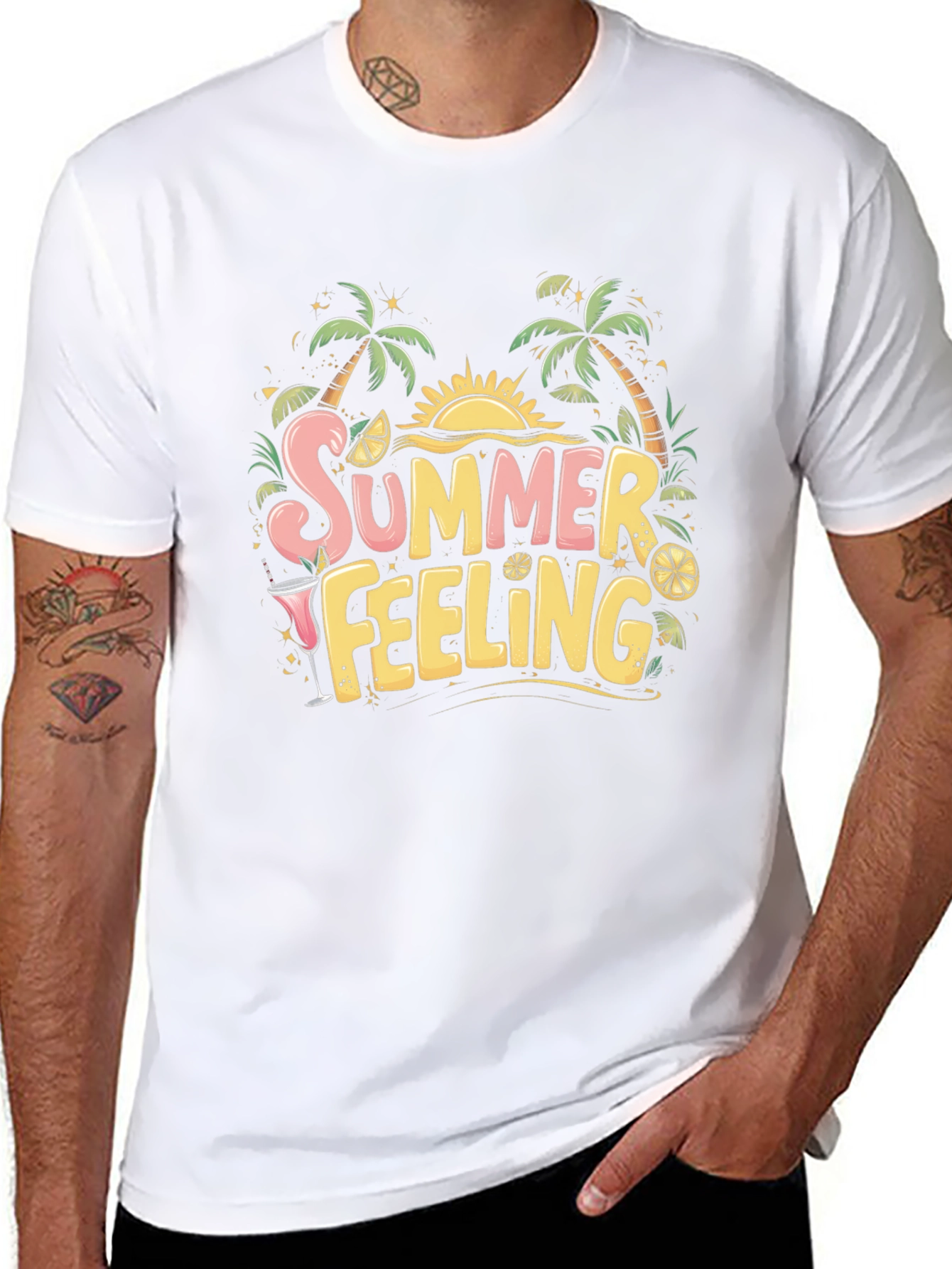 Summer Feeling Black Graphic Tee