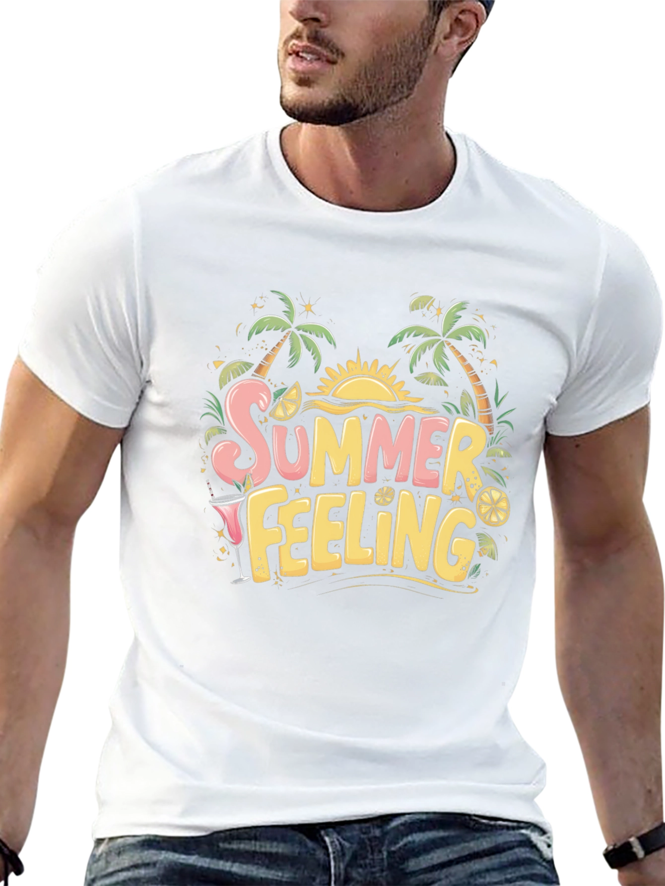 Summer Feeling Black Graphic Tee