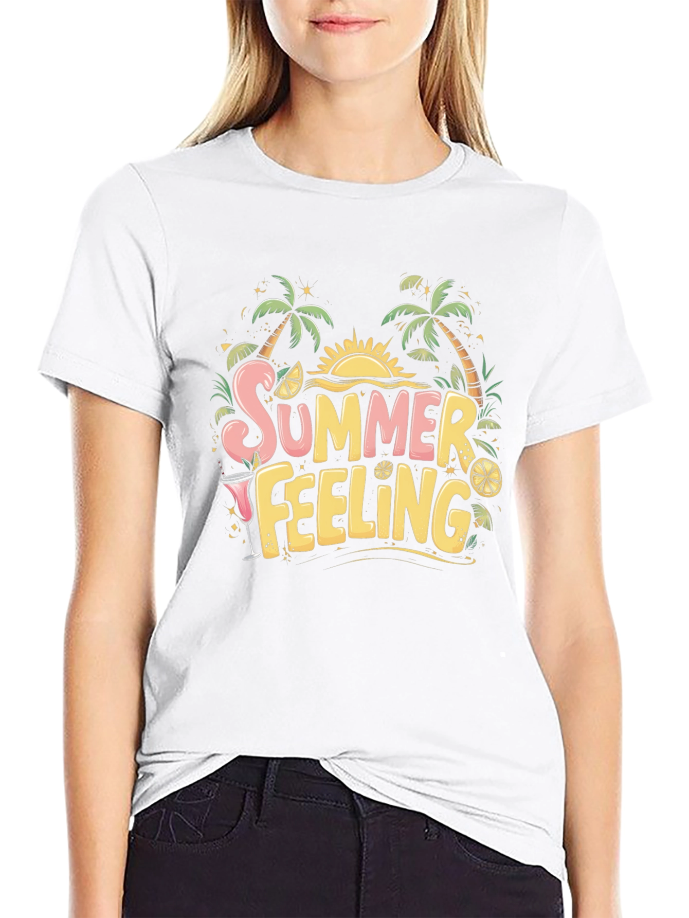 Summer Feeling Black Graphic Tee