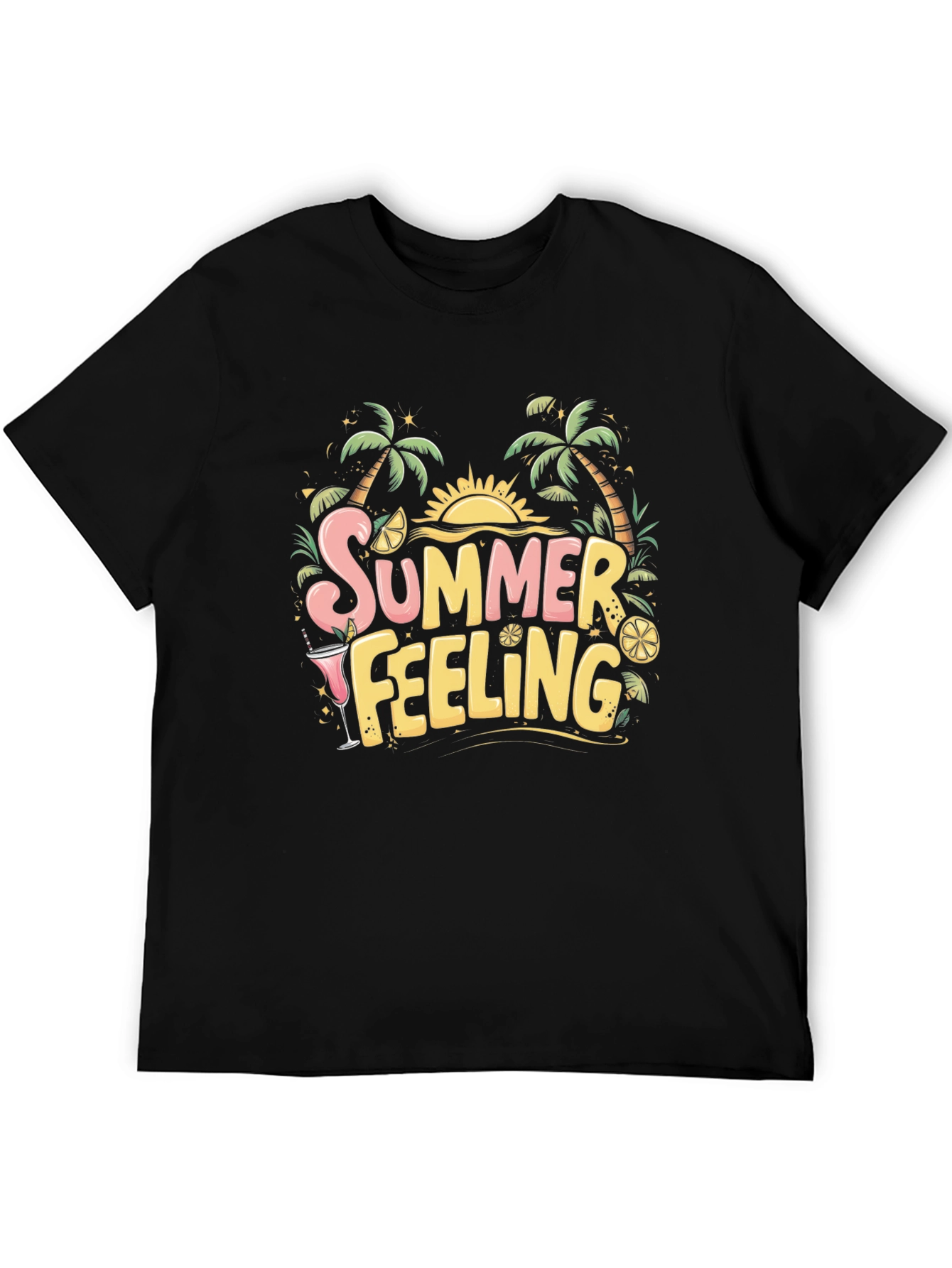 Summer Feeling Black Graphic Tee