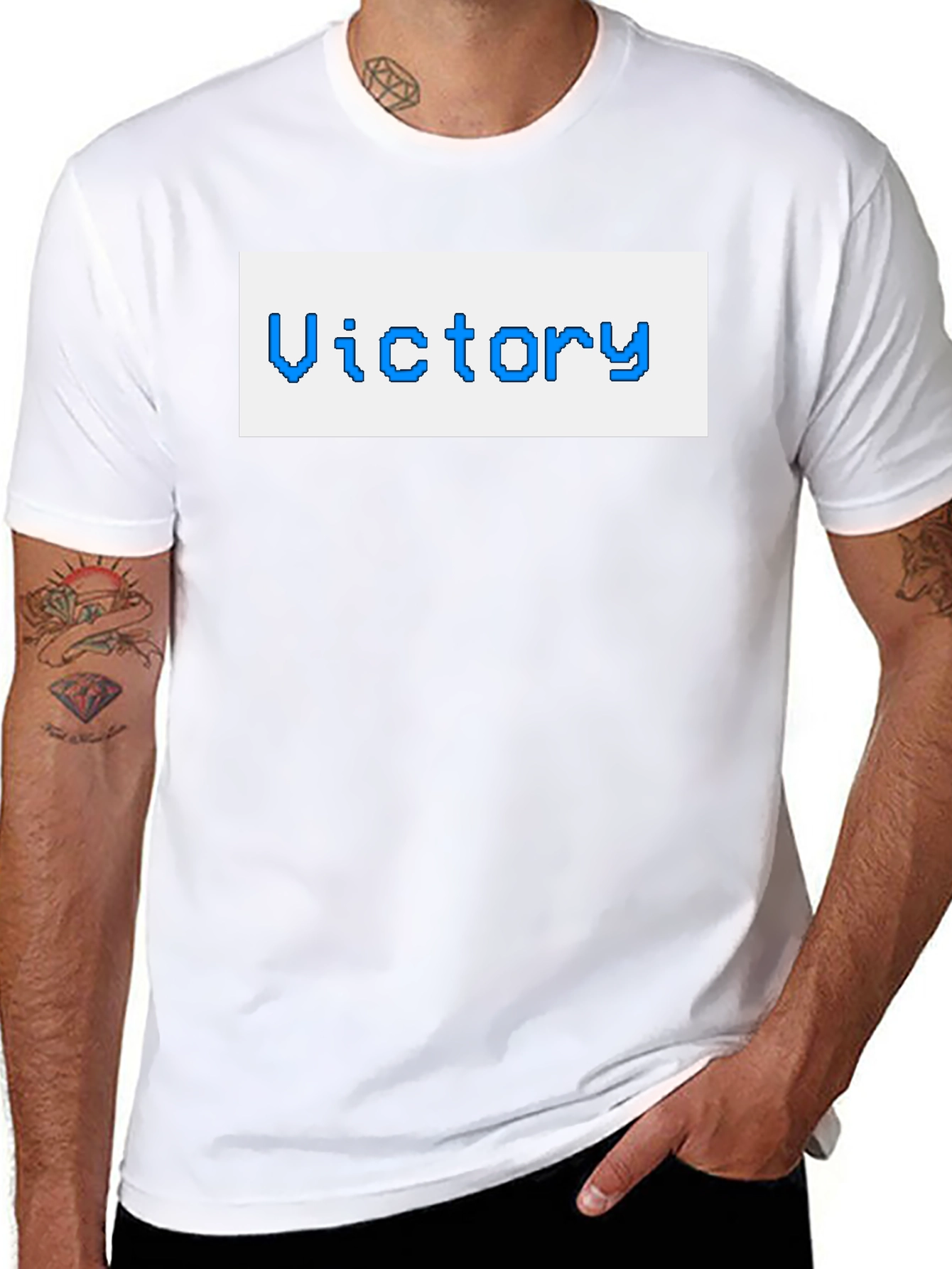 Victory Pixel Art Black T-Shirt