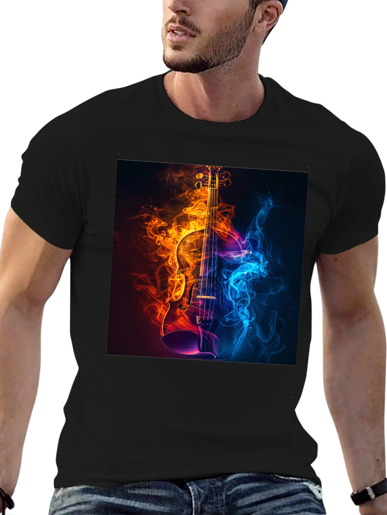 Fiery Violin Graphic Tee - Music Lovers T-Shirt