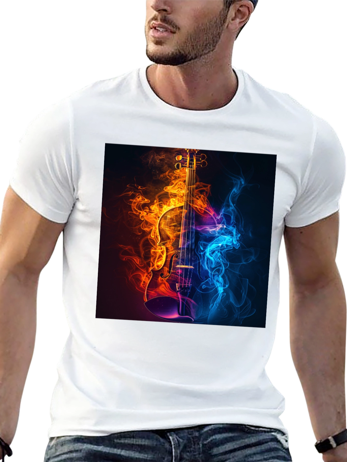Fiery Violin Graphic Tee - Music Lovers T-Shirt