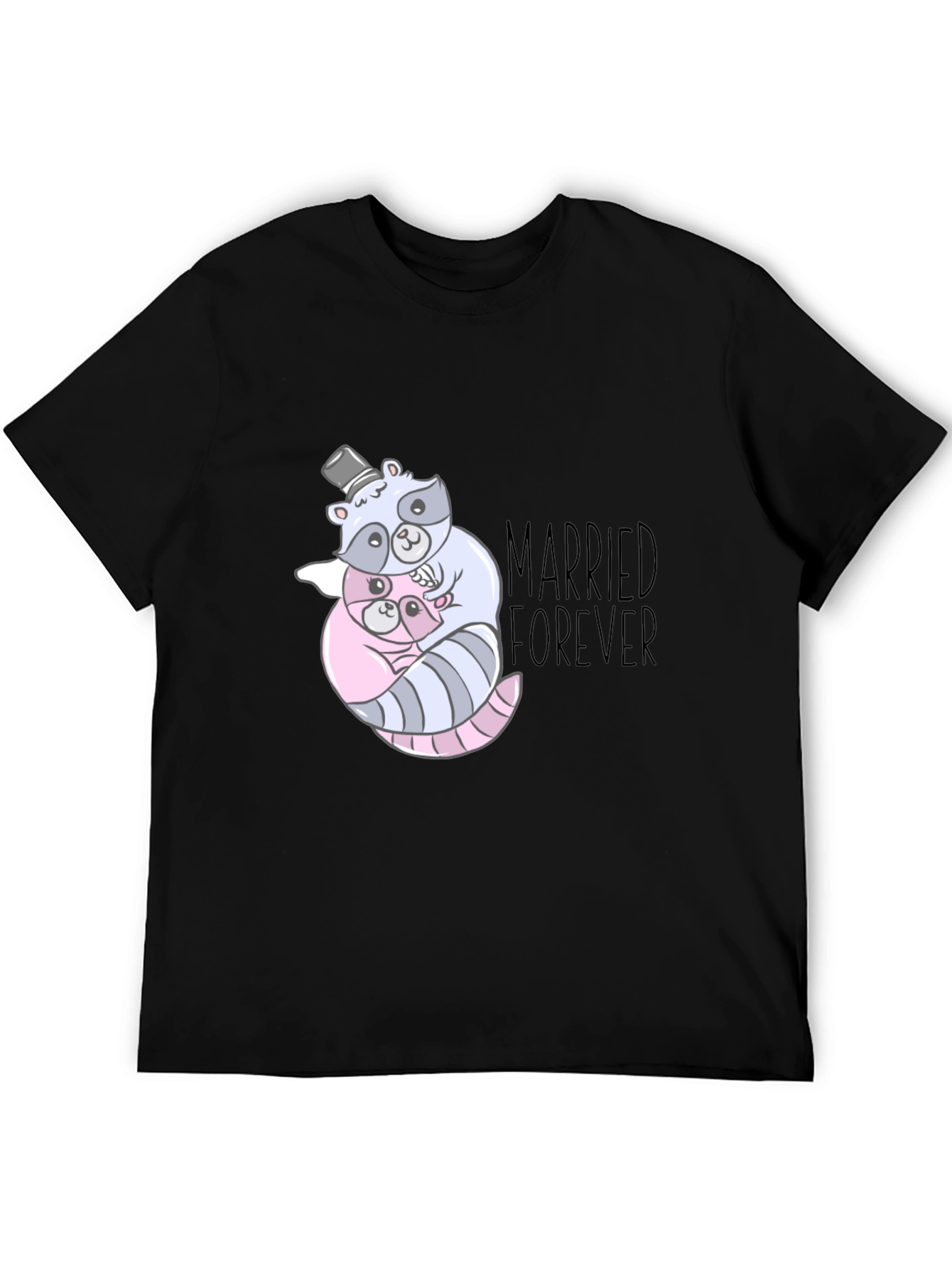 Married Forever Raccoon Couple Graphic Tee