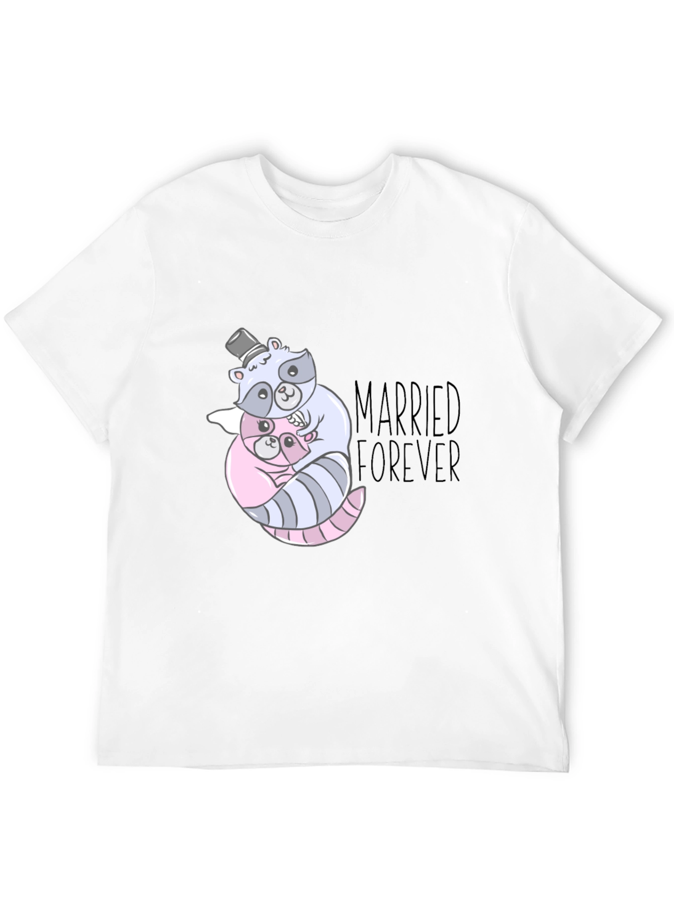 Married Forever Raccoon Couple Graphic Tee
