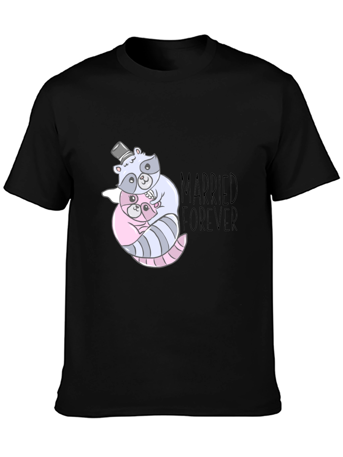 Married Forever Raccoon Couple Graphic Tee