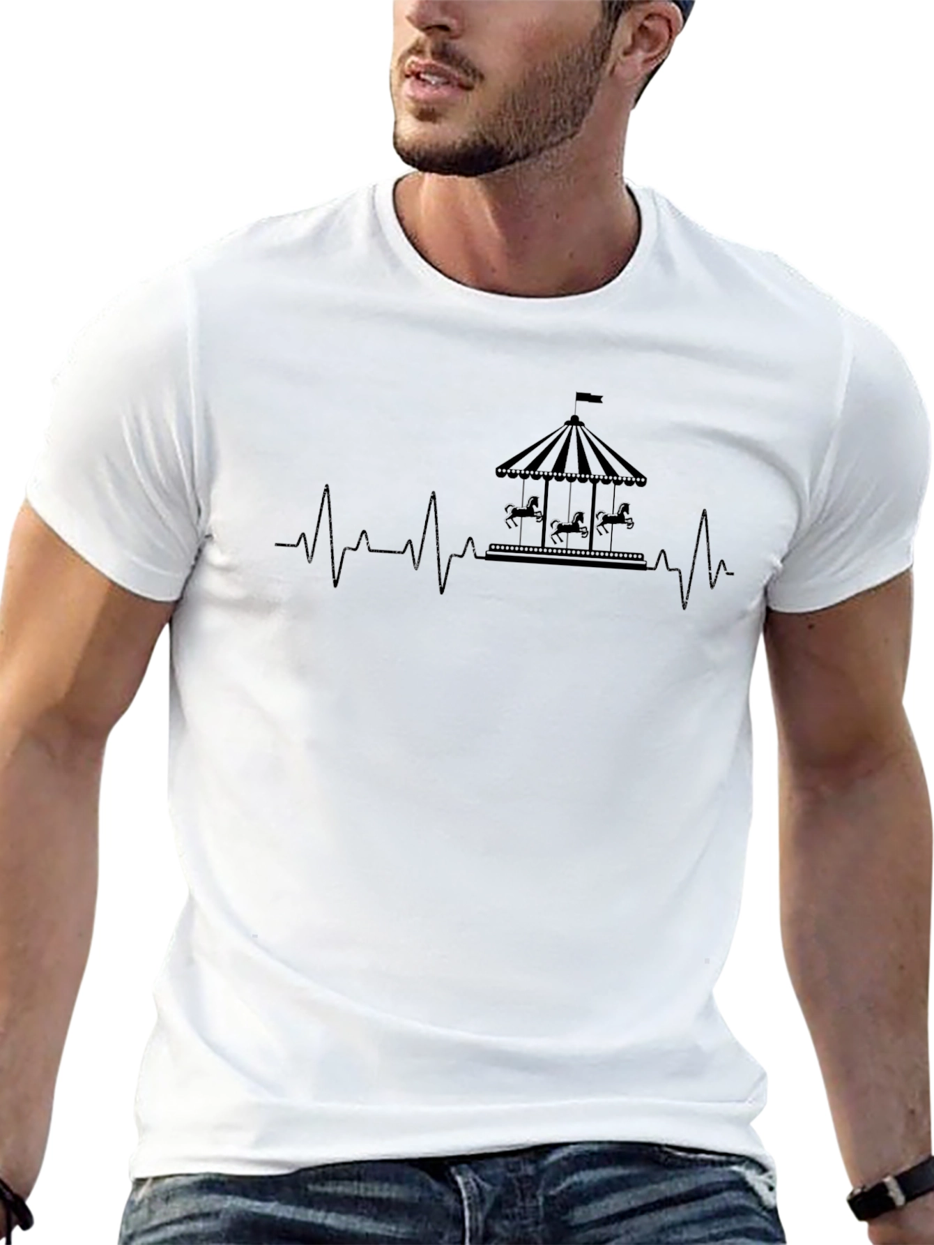 Carousel Heartbeat T-Shirt - Classic Black Cotton Tee