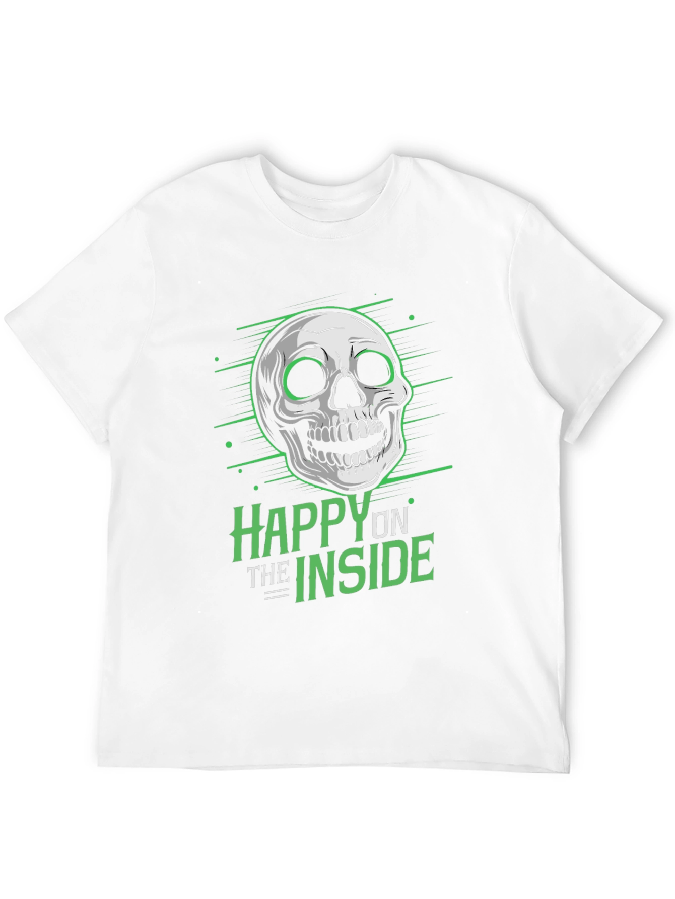 Happy Inside Skull Graphic Tee - Black