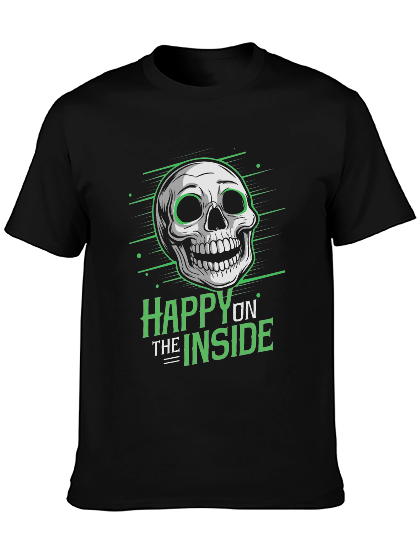 Happy Inside Skull Graphic Tee - Black