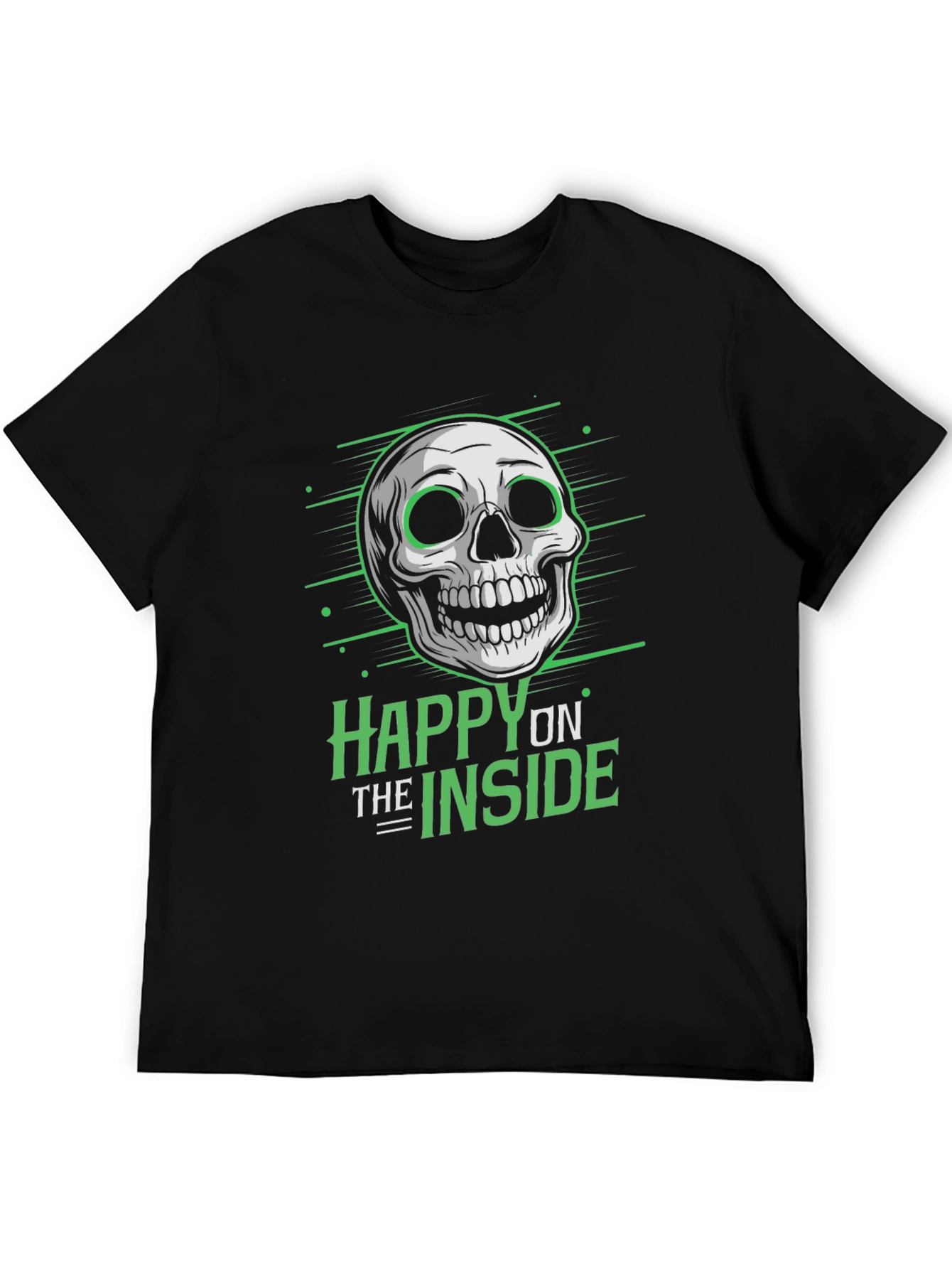 Happy Inside Skull Graphic Tee - Black