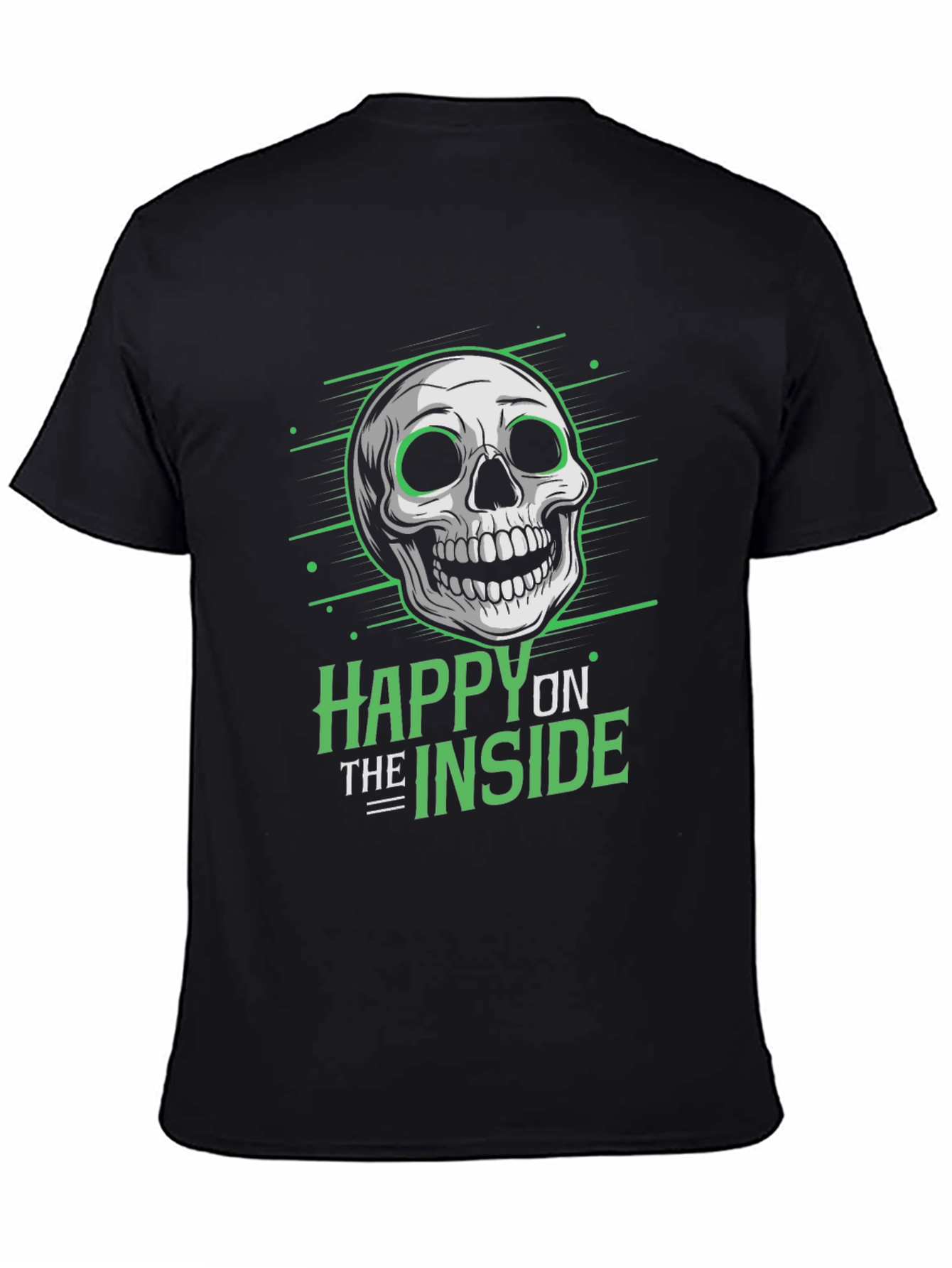 Happy Inside Skull Graphic Tee - Black