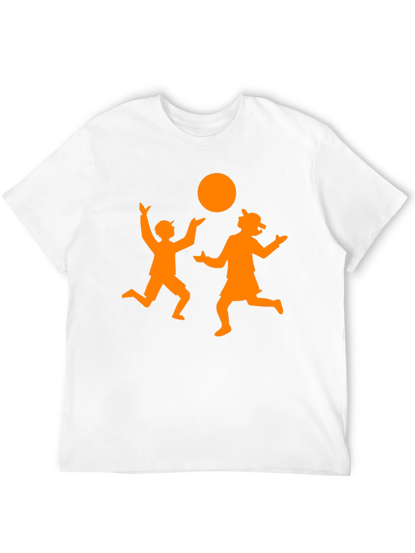 Orange Silhouette Kids Playing on Black Tee