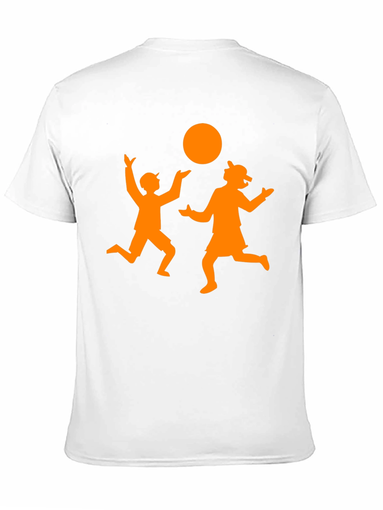 Orange Silhouette Kids Playing on Black Tee