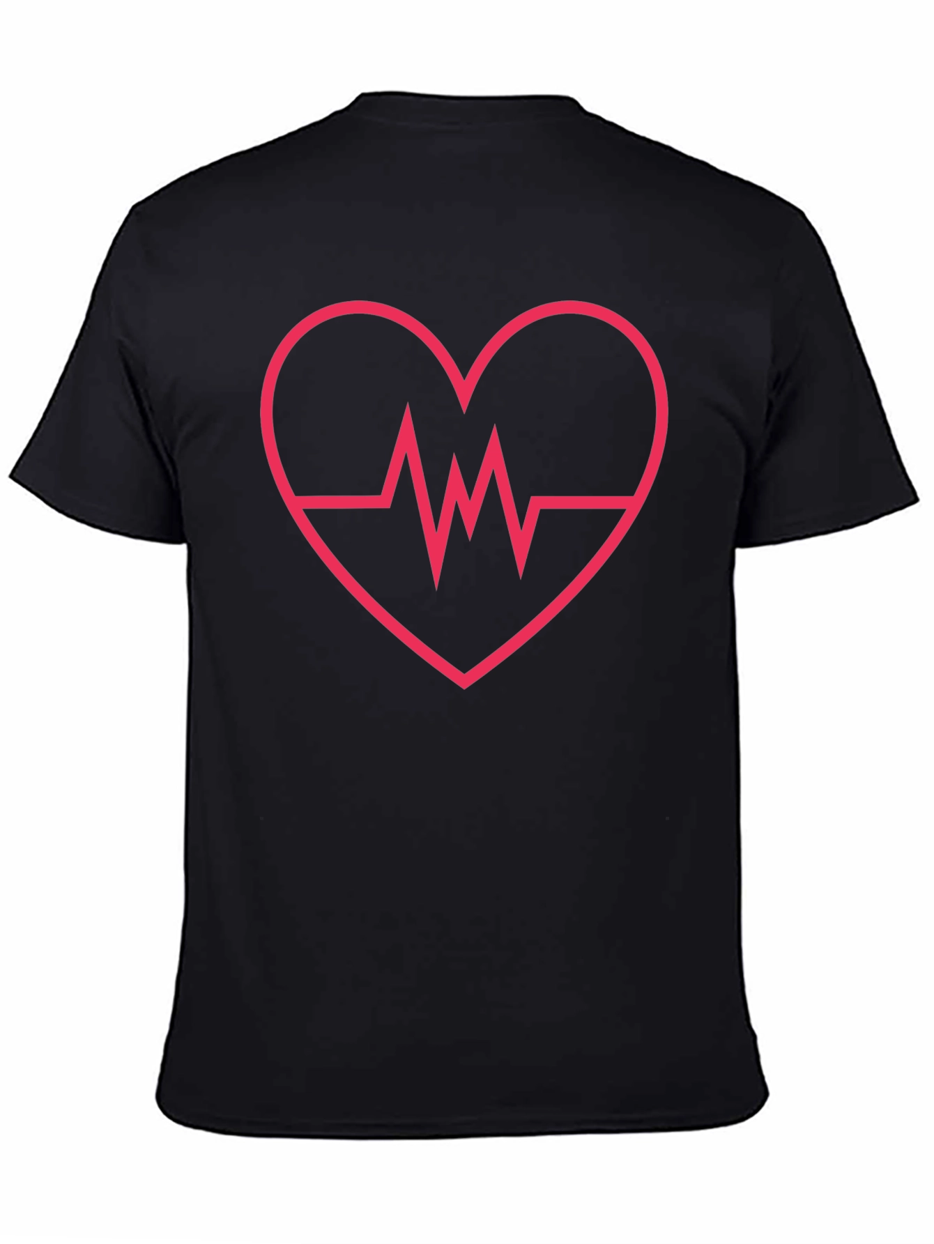 Heartbeat Heart Design Black T-Shirt